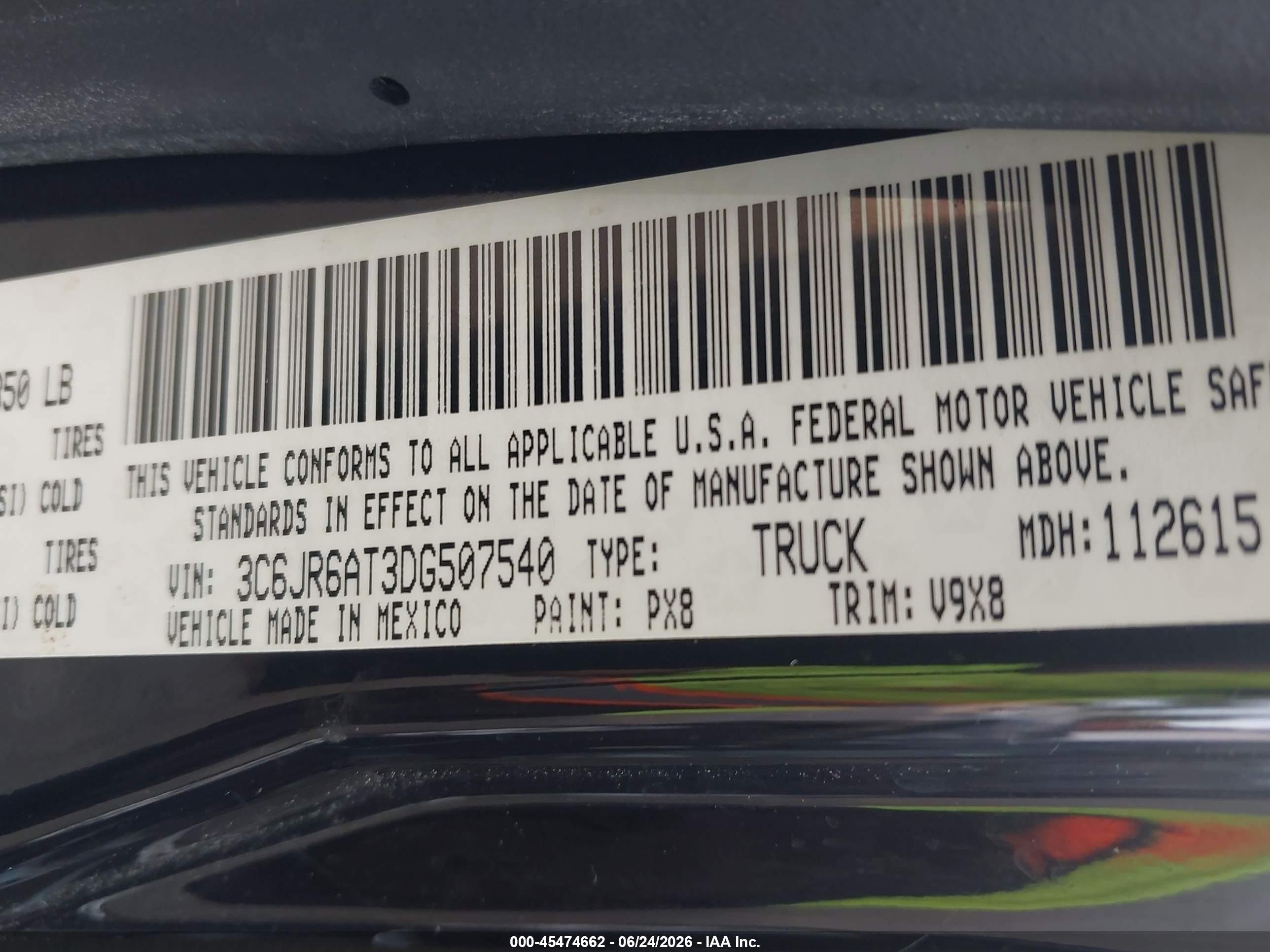 2013 Ram 1500 Express Black vin: 3C6JR6AT3DG507540