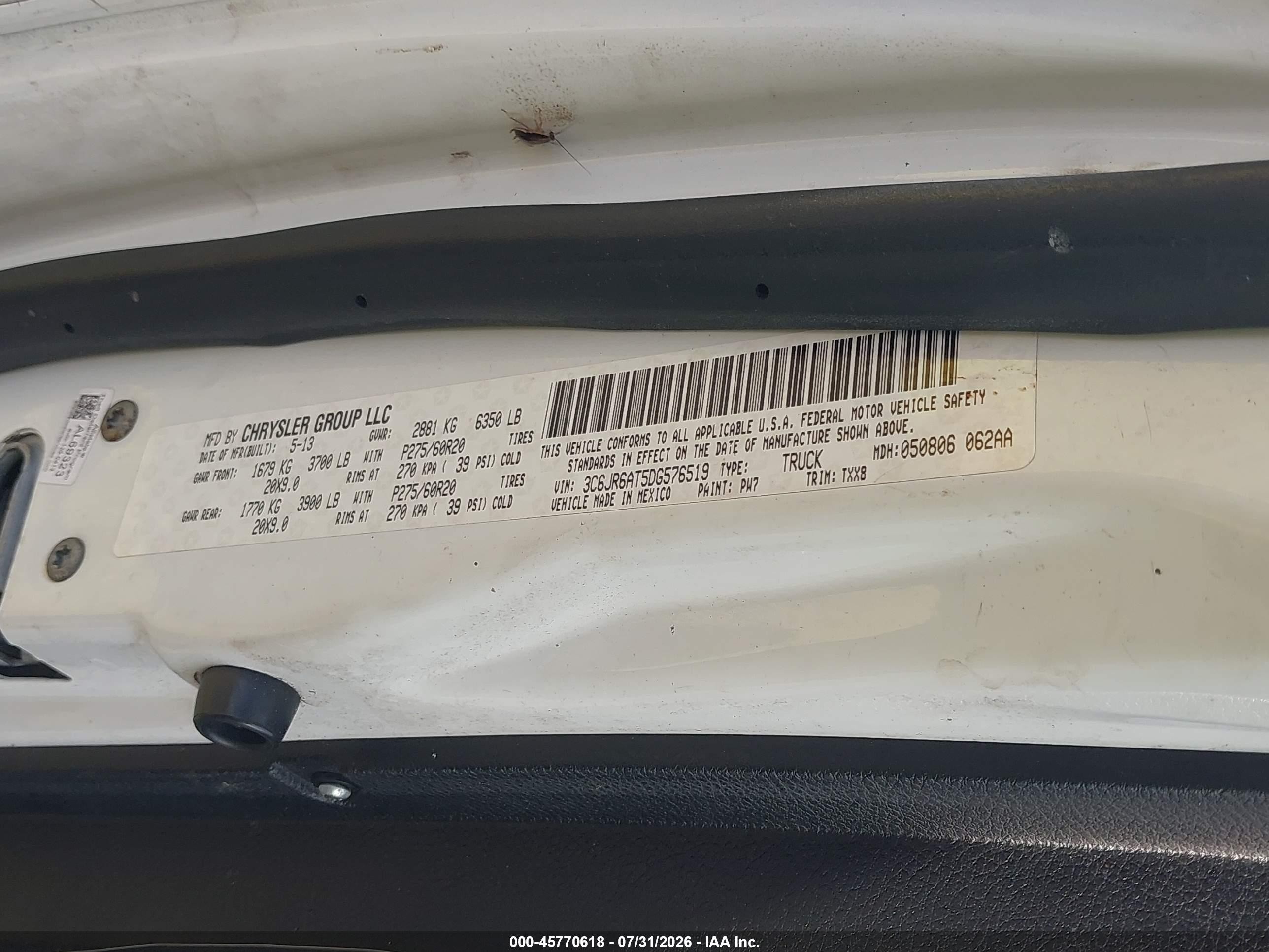 2013 Ram 1500 Express White vin: 3C6JR6AT5DG576519