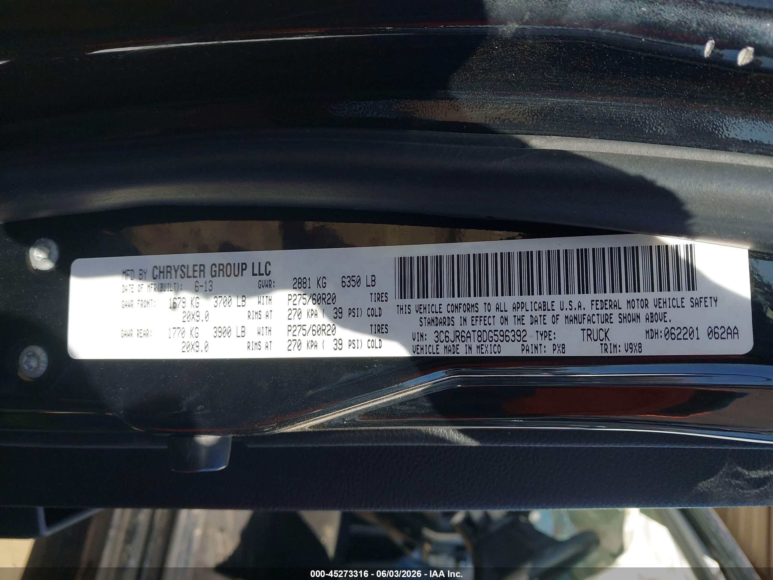2013 Ram 1500 Express Черный vin: 3C6JR6AT8DG596392