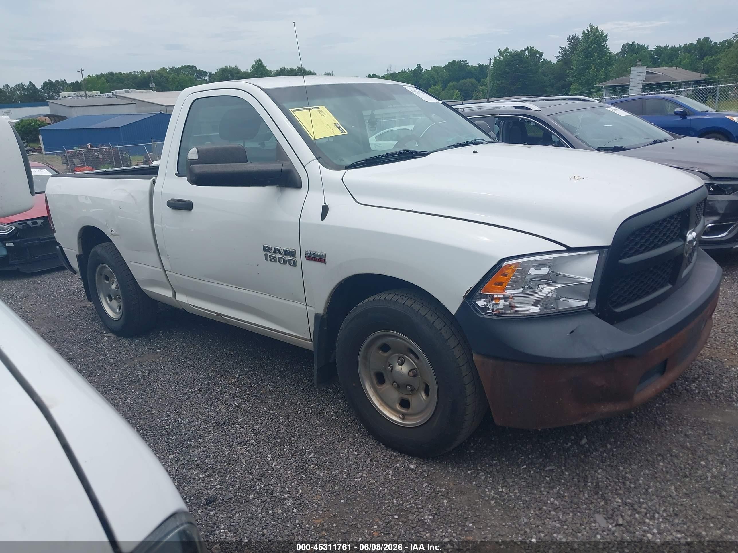 2014 Ram 1500 Tradesman White vin: 3C6JR6ATXEG245016