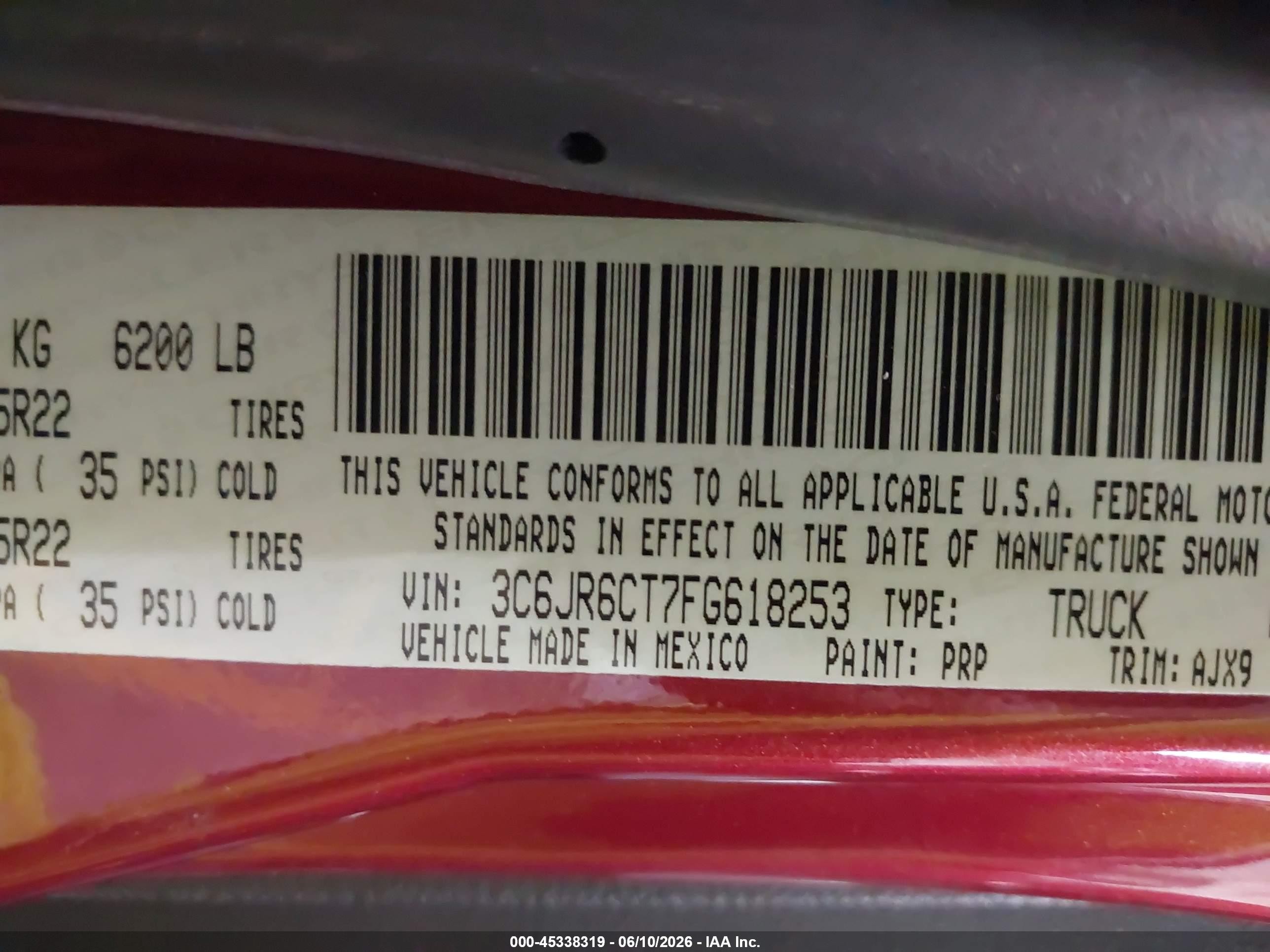 2015 Ram 1500 Sport Maroon vin: 3C6JR6CT7FG618253