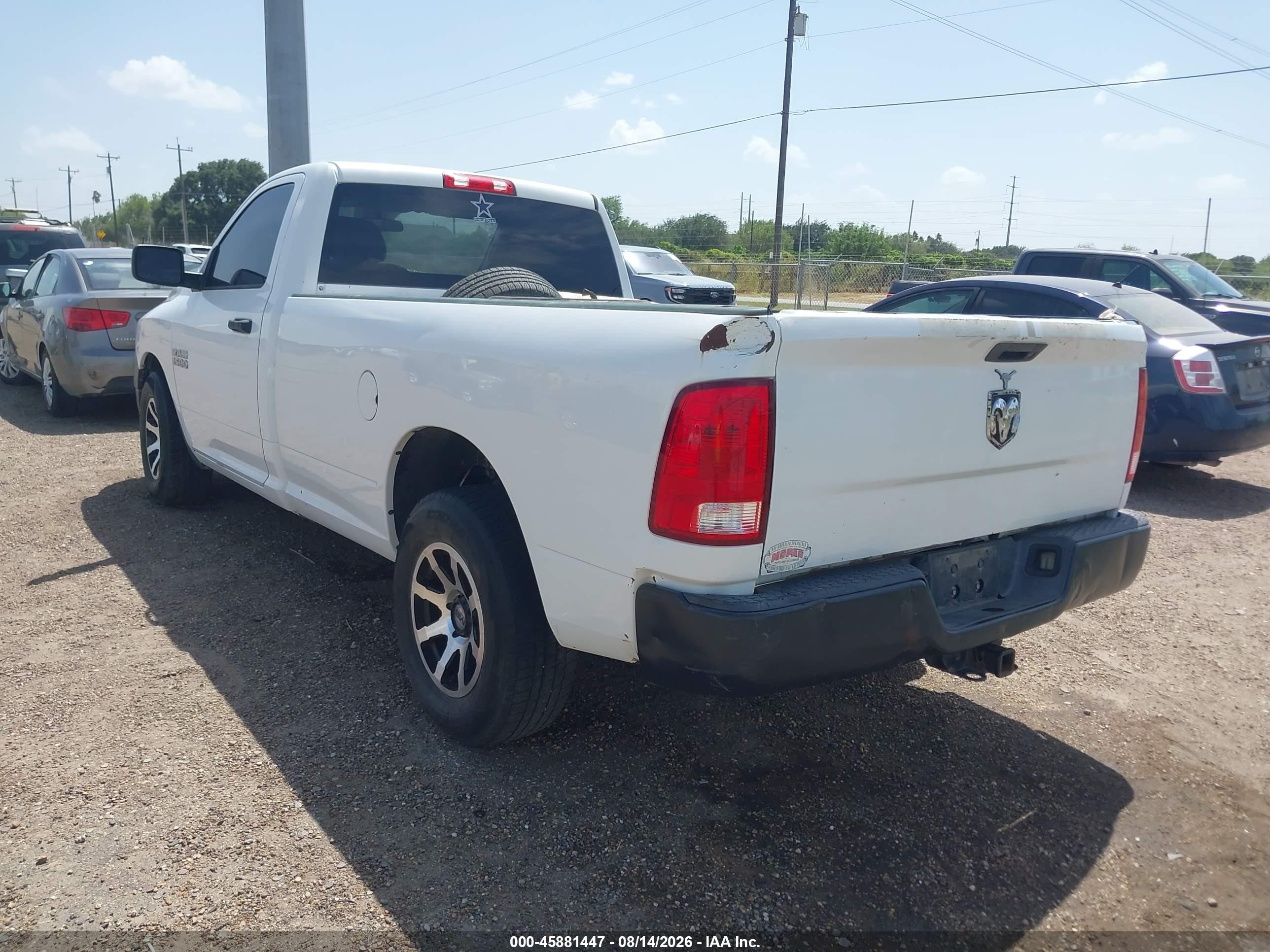 2014 Ram 1500 Tradesman White vin: 3C6JR6DG8EG178558