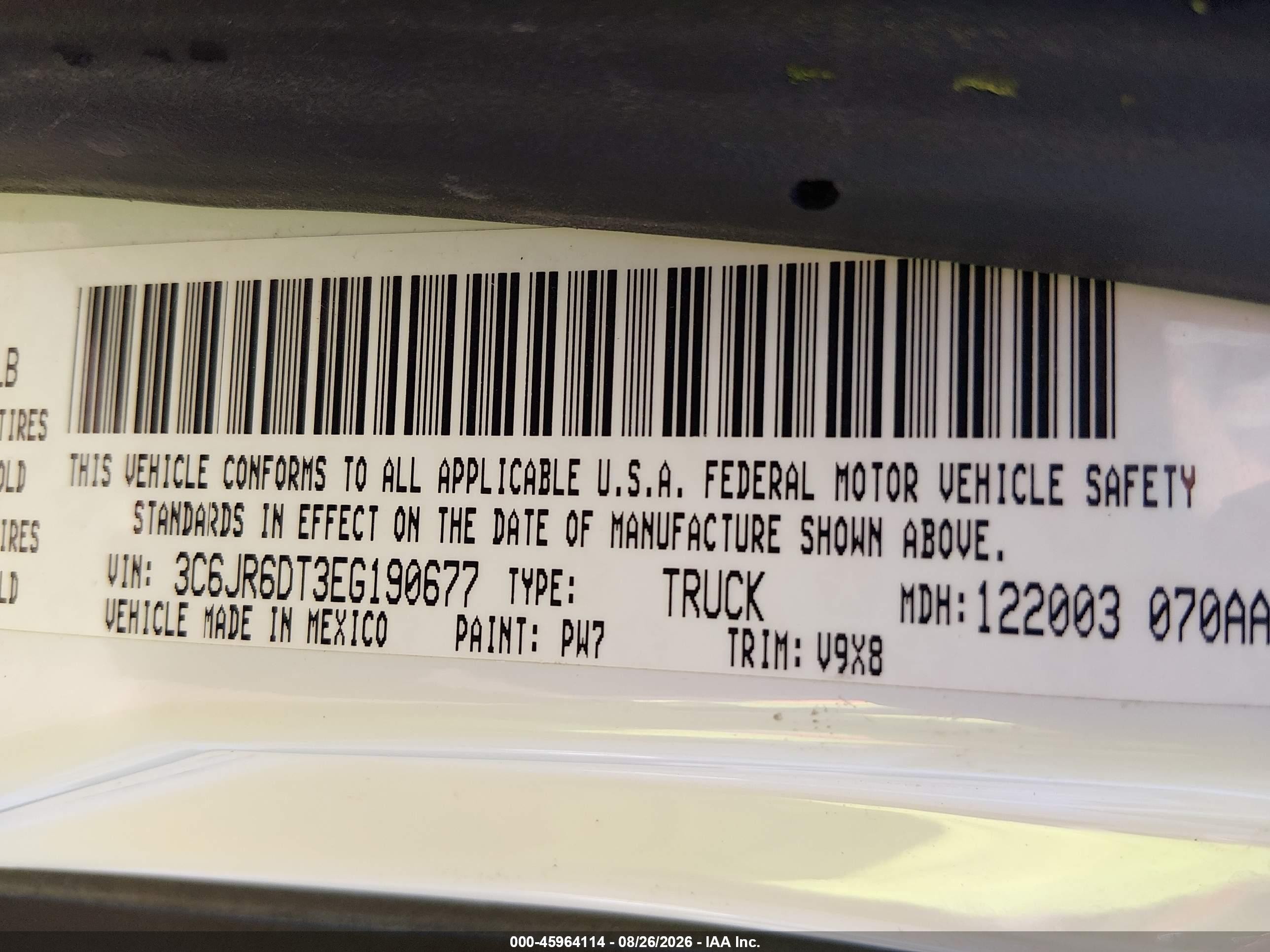 2014 Ram 1500 Tradesman White vin: 3C6JR6DT3EG190677