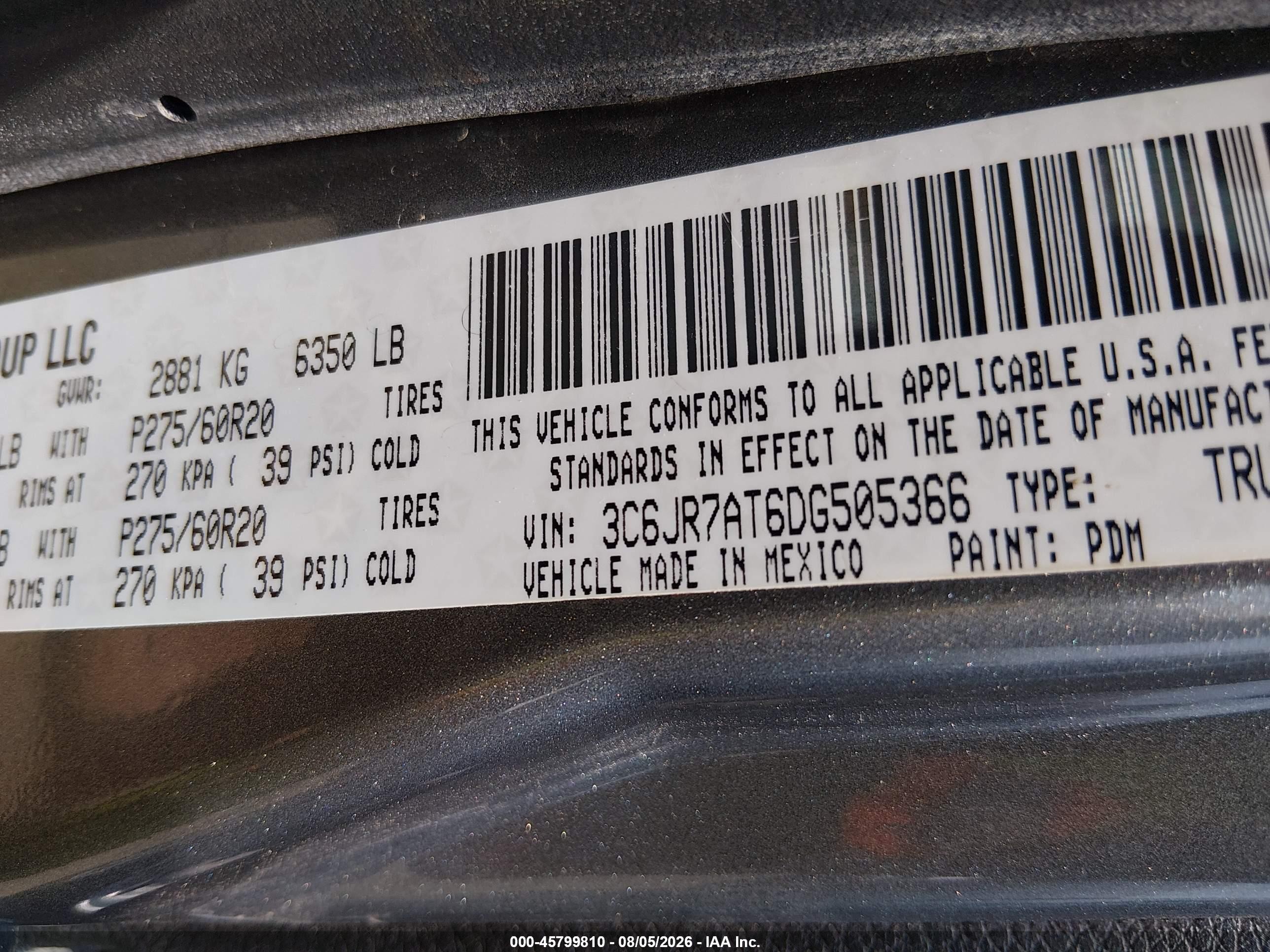 2013 Ram 1500 Express Gray vin: 3C6JR7AT6DG505366