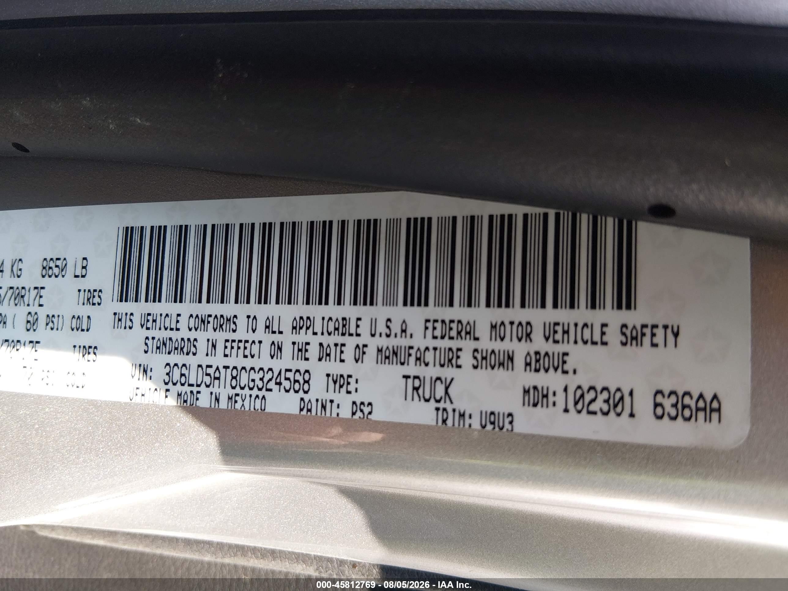 2012 Ram 2500 St Silver vin: 3C6LD5AT8CG324568