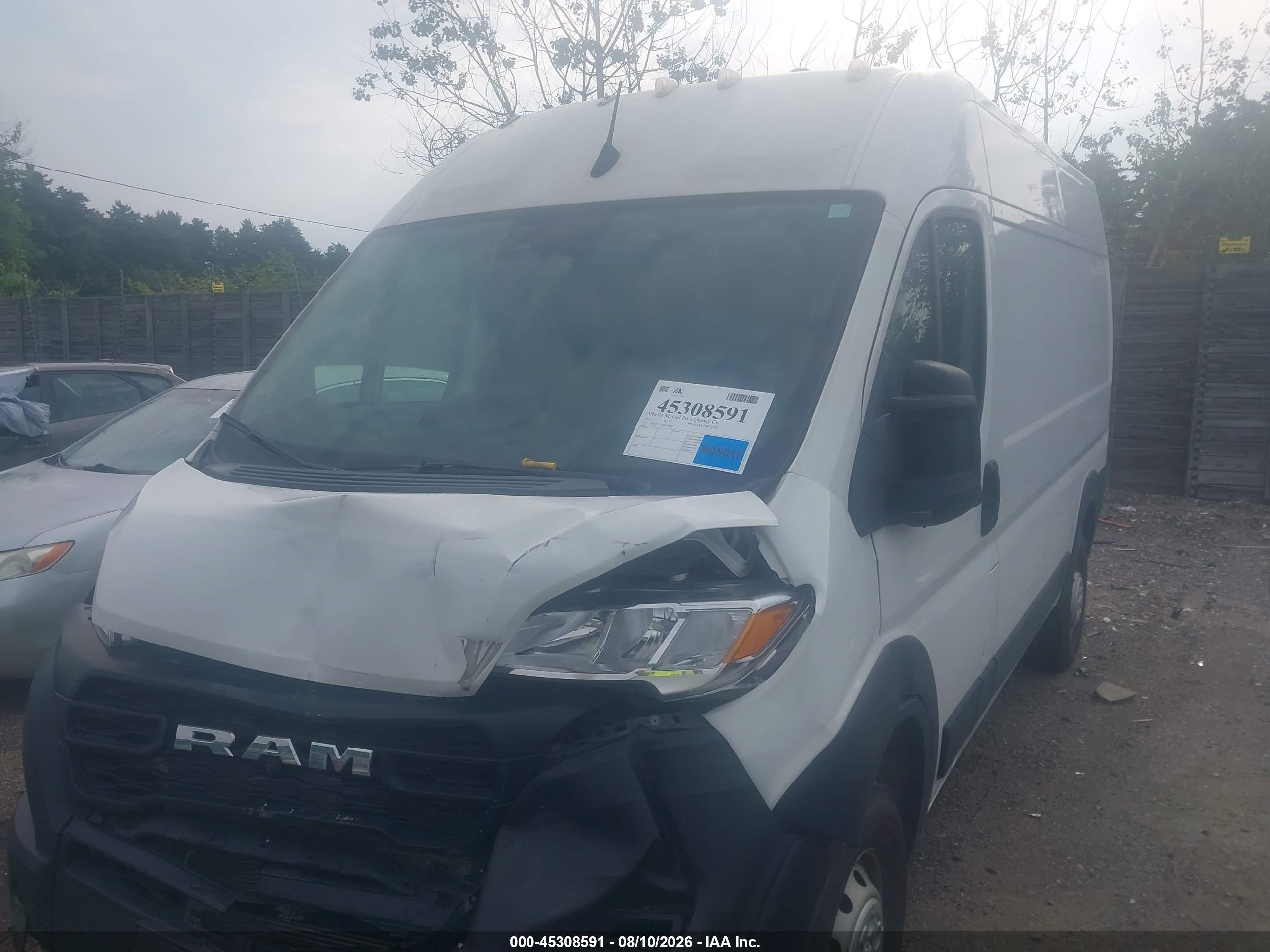2023 Ram Promaster 2500 High Roof 136 Wb White vin: 3C6LRVCG3PE551833