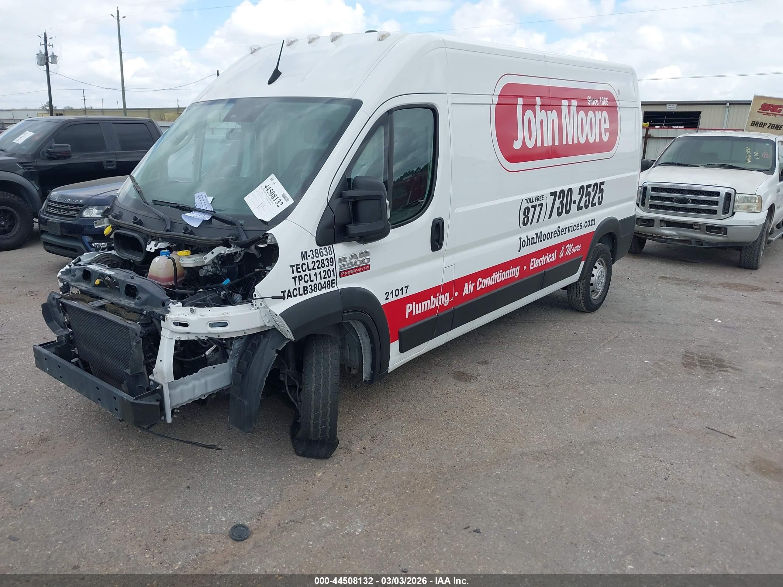 2022 Ram Promaster 2500 High Roof 159 Wb Белый vin: 3C6LRVDG1NE101321