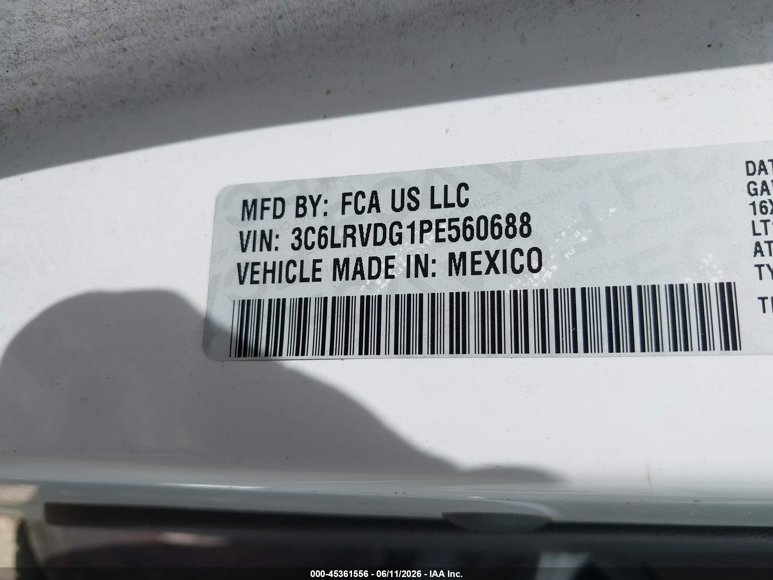 2023 Ram Promaster 2500   Белый vin: 3C6LRVDG1PE560688