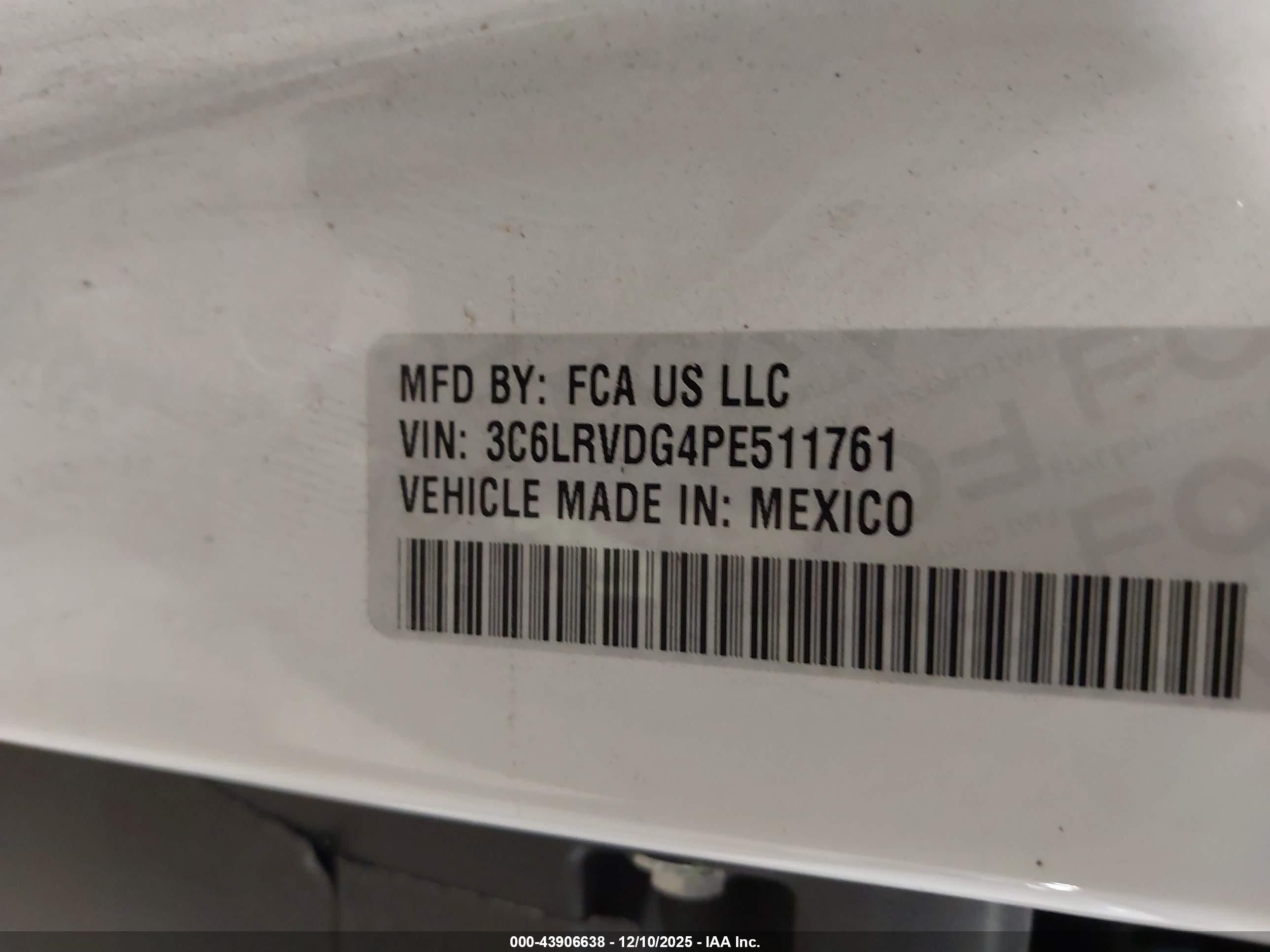 2023 Ram Promaster 2500 High Roof 159 Wb White vin: 3C6LRVDG4PE511761
