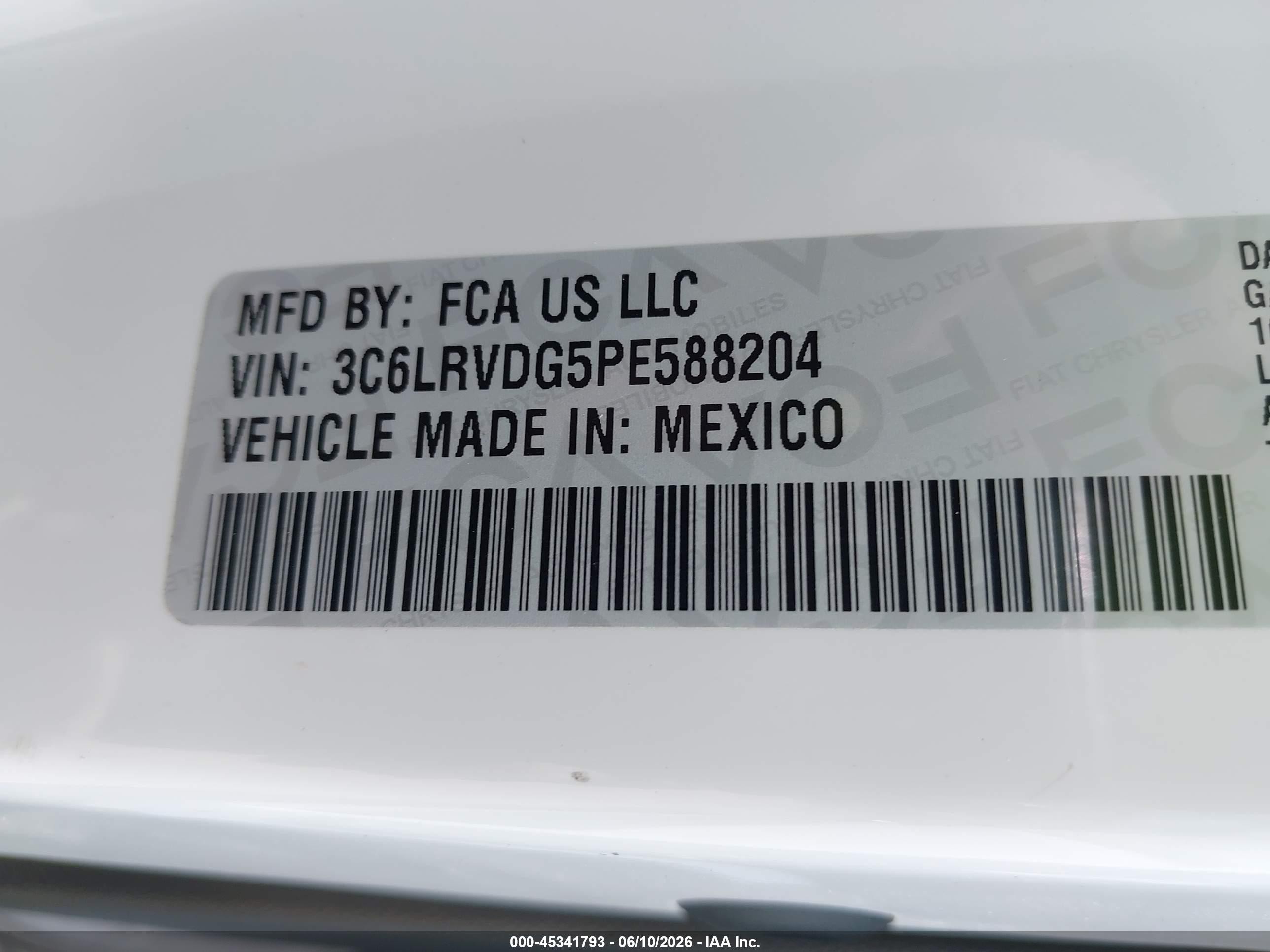 2023 Ram Promaster 2500   White vin: 3C6LRVDG5PE588204