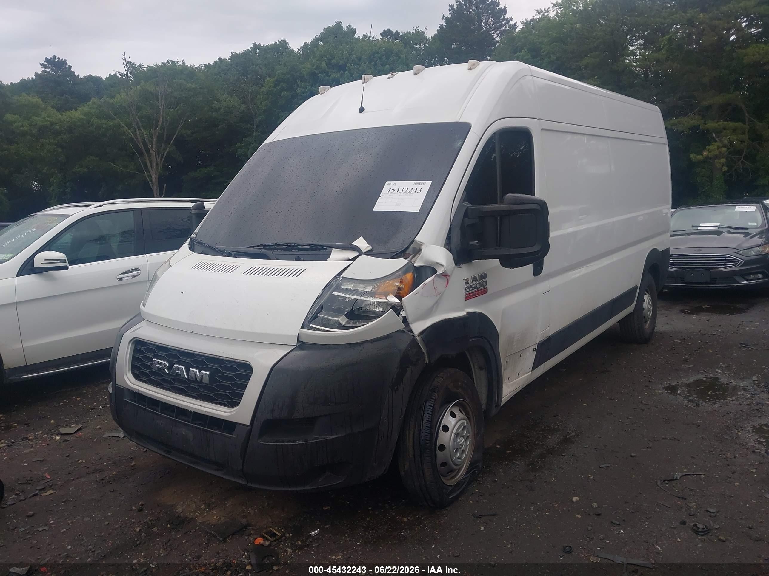 2021 Ram Promaster 2500 High Roof 159 Wb White vin: 3C6LRVDG7ME530347