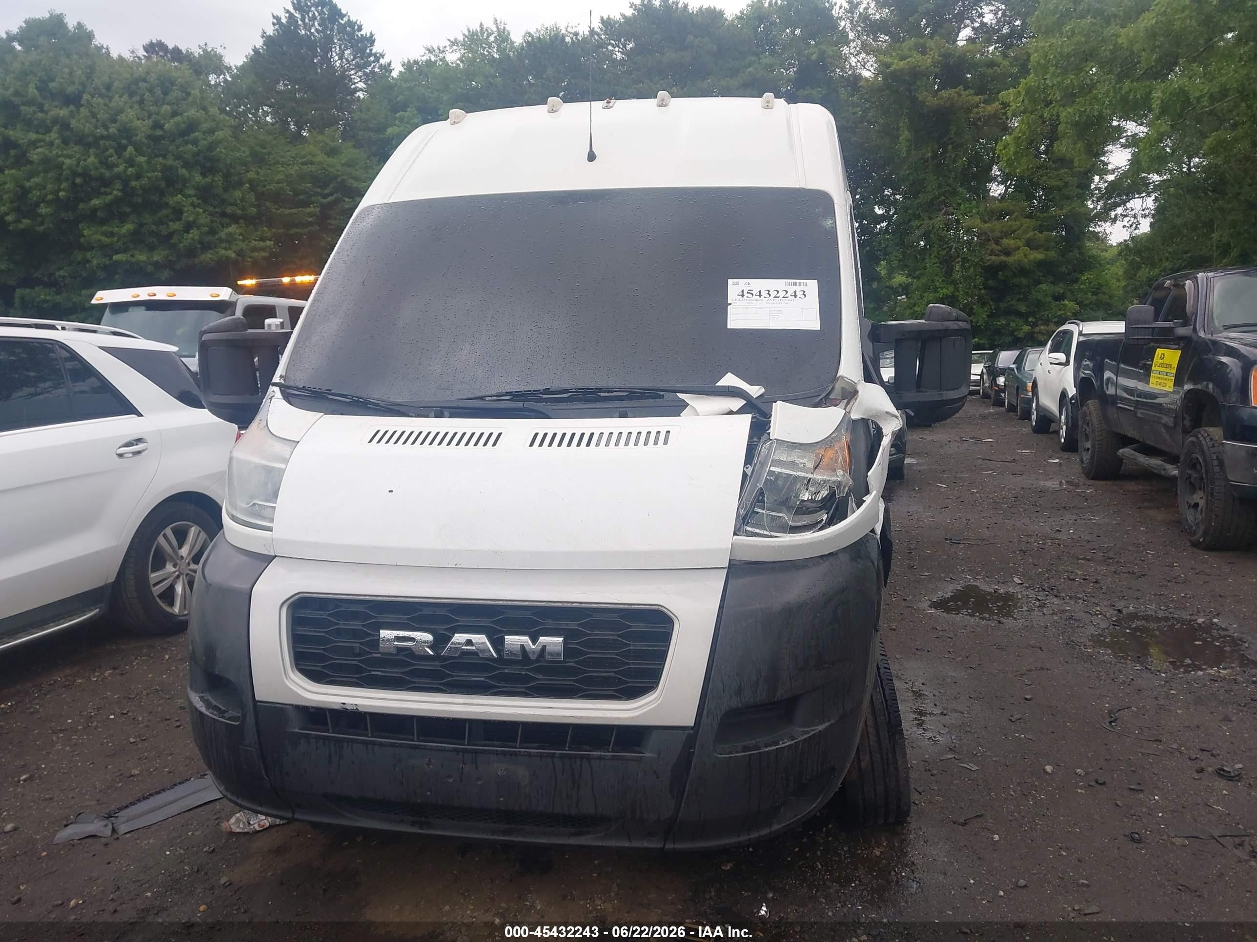 2021 Ram Promaster 2500 High Roof 159 Wb White vin: 3C6LRVDG7ME530347
