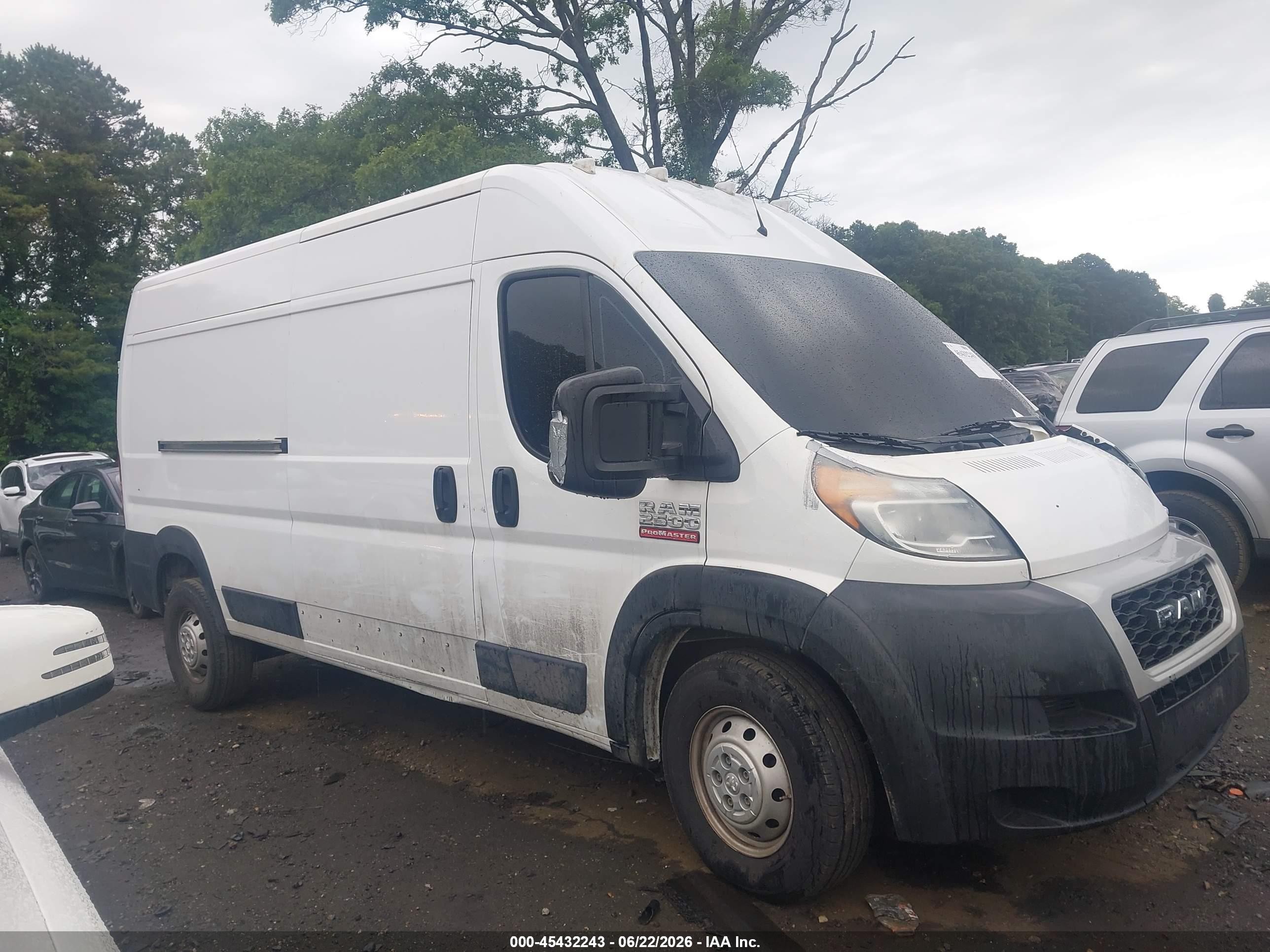 2021 Ram Promaster 2500 High Roof 159 Wb White vin: 3C6LRVDG7ME530347