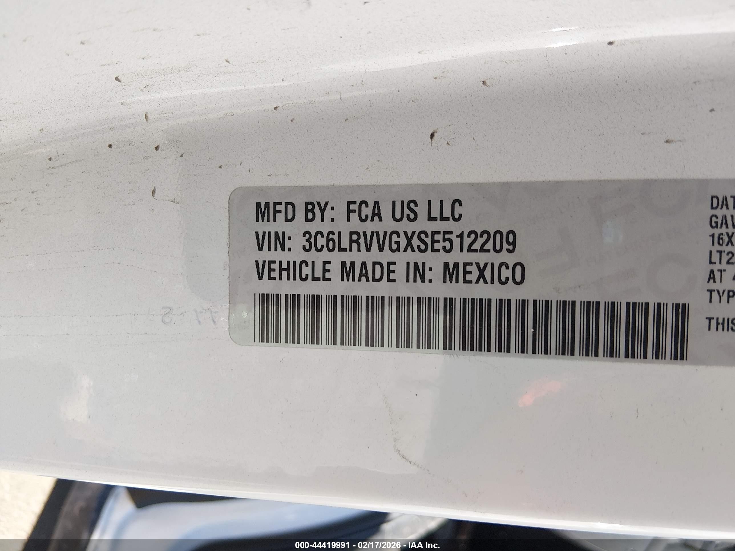 2025 Ram Promaster 2500 Tradesman Low Roof 136 Wb W/pass Seat White vin: 3C6LRVVGXSE512209