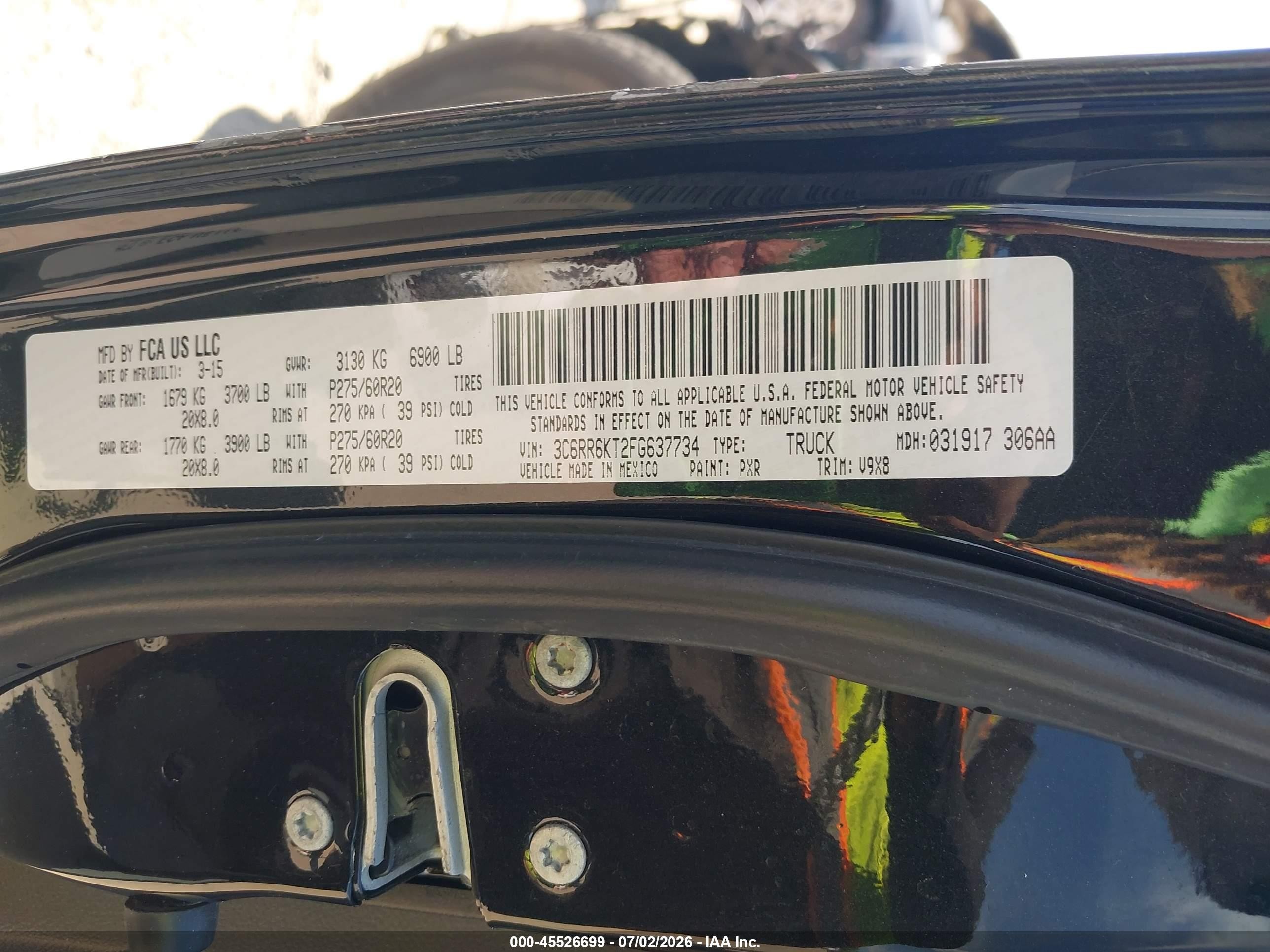 2015 Ram 1500 Express Black vin: 3C6RR6KT2FG637734