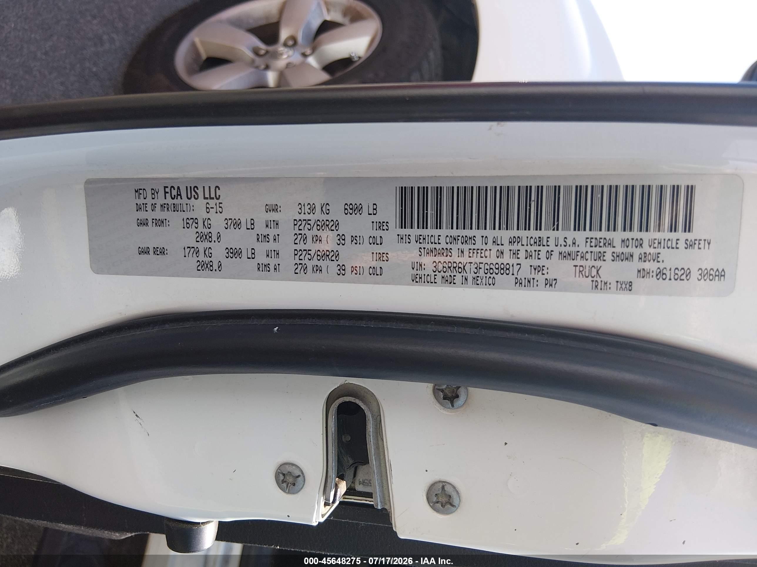 2015 Ram 1500 Express White vin: 3C6RR6KT3FG698817