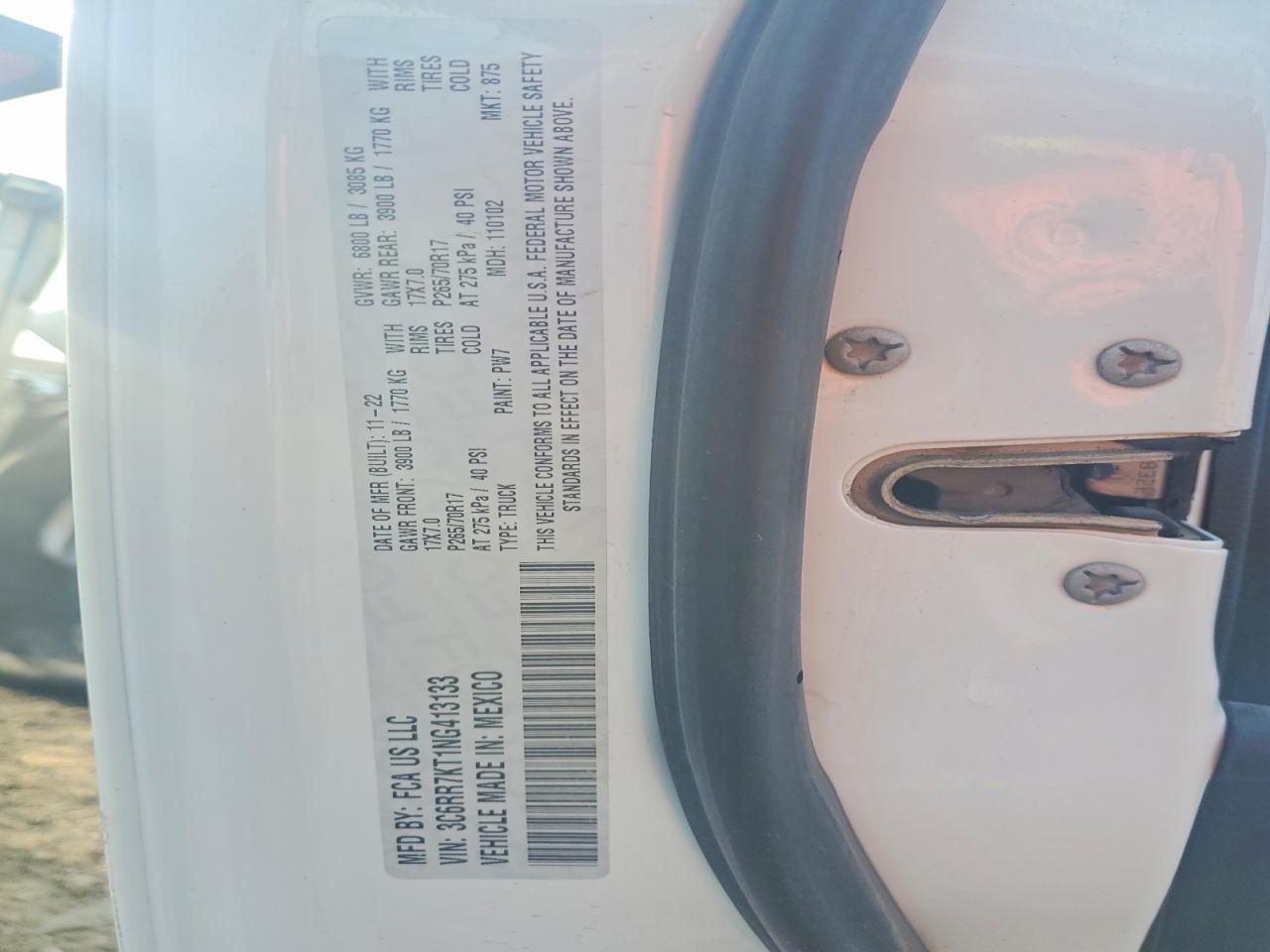 2022 Ram 1500 Classic Tradesman White vin: 3C6RR7KT1NG413133