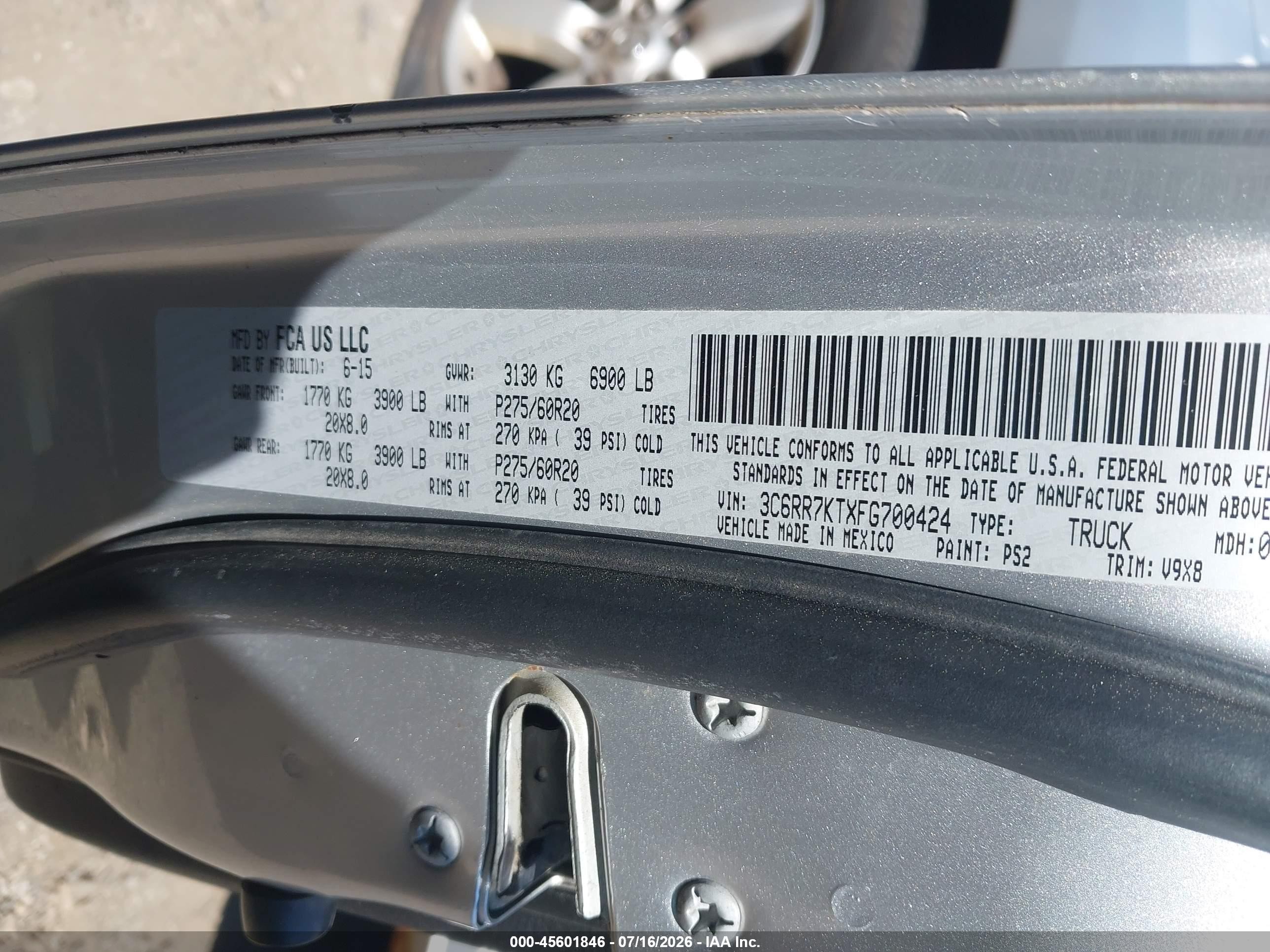 2015 Ram 1500 Express Gray vin: 3C6RR7KTXFG700424