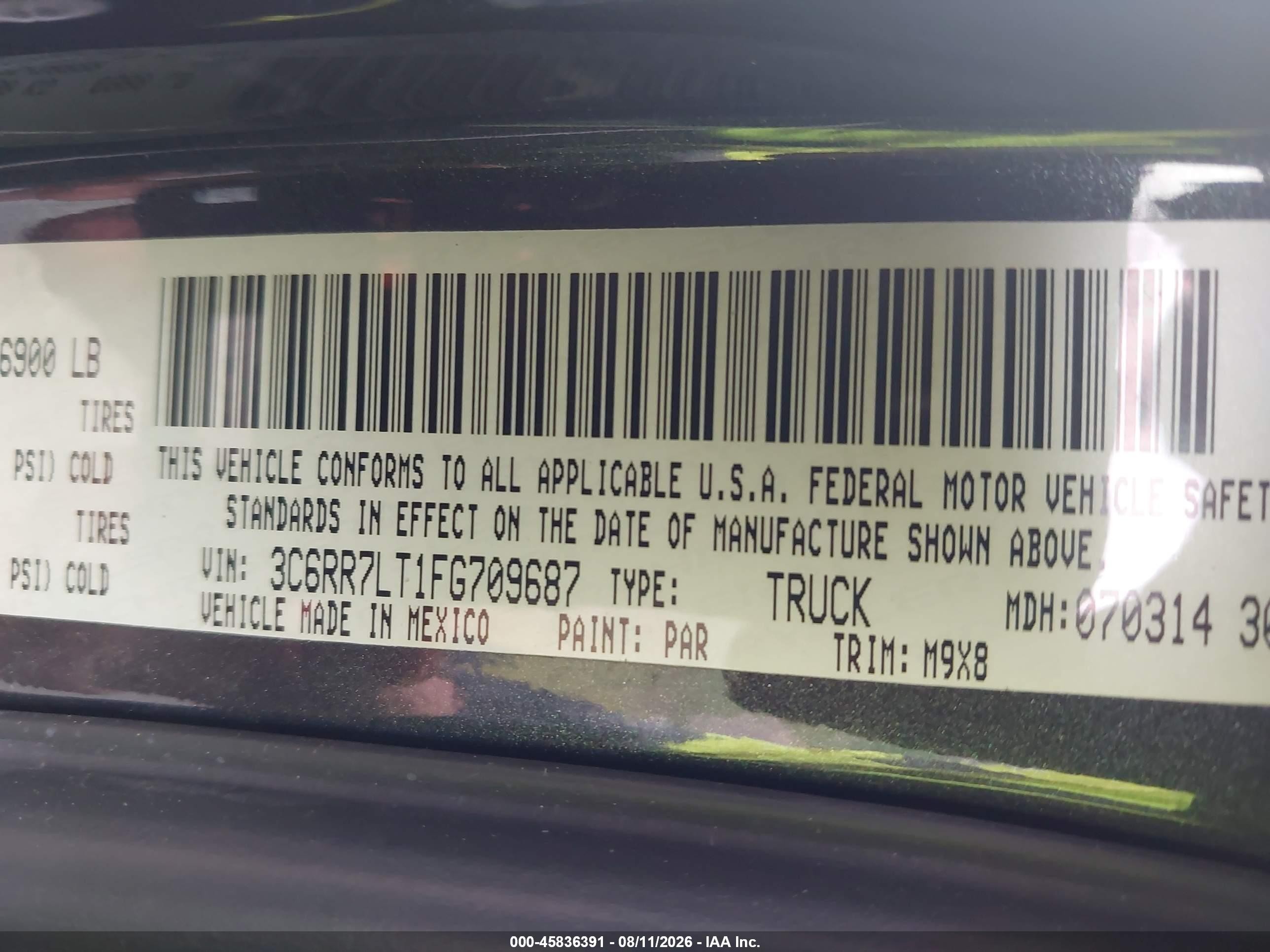 2015 Ram 1500 Big Horn Gray vin: 3C6RR7LT1FG709687