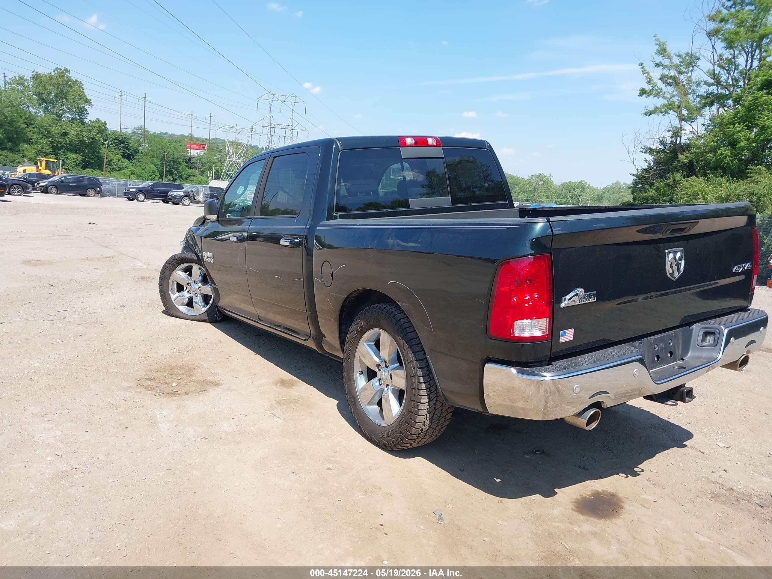 2017 Ram 1500 Big Horn  4x4 5'7 Box Black vin: 3C6RR7LTXHG523925