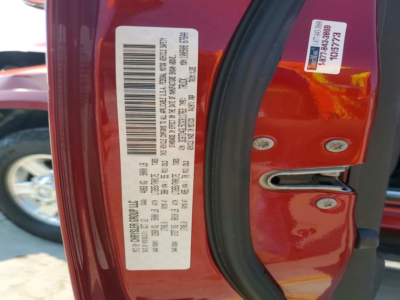 2012 Dodge Ram 2500 Longhorn Burgundy vin: 3C6TD4GL5CG311763