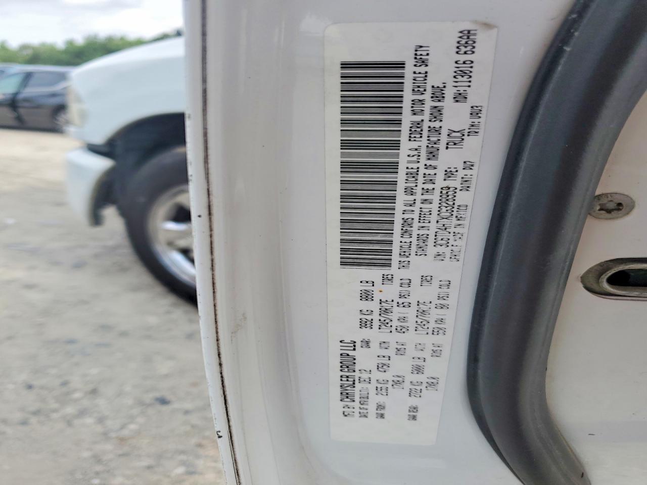 2012 Ram 2500 White vin: 3C6TD4HTXCG328959