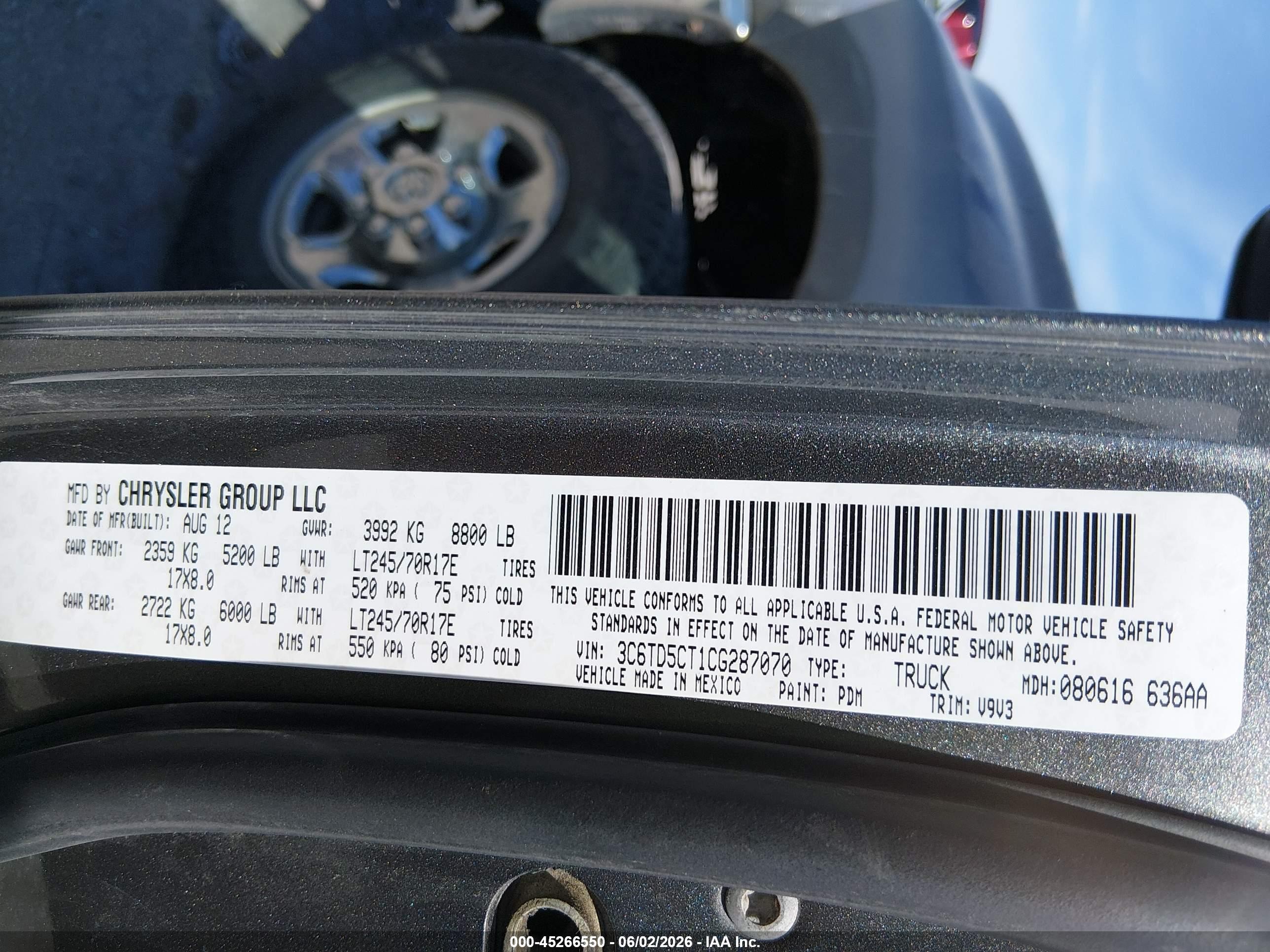 2012 Ram 2500 St Gray vin: 3C6TD5CT1CG287070
