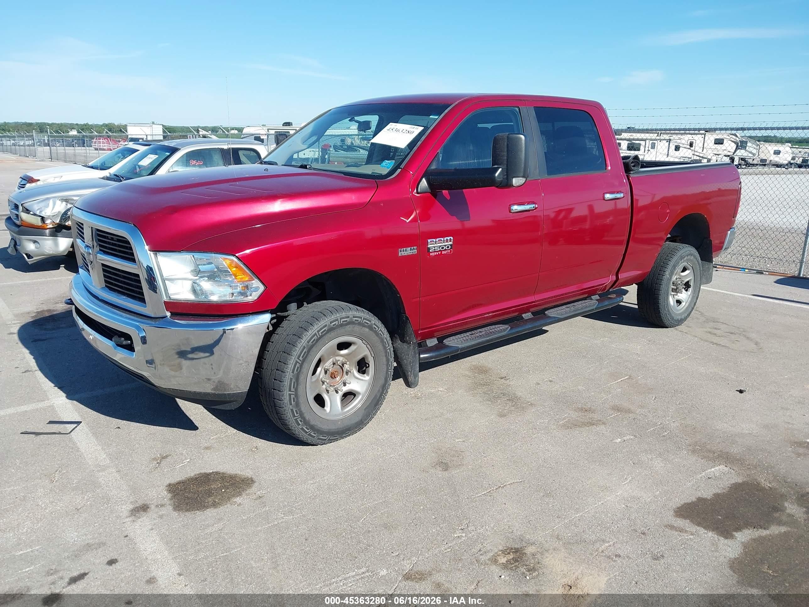 2012 Ram 2500 Slt Red vin: 3C6TD5DT8CG324744