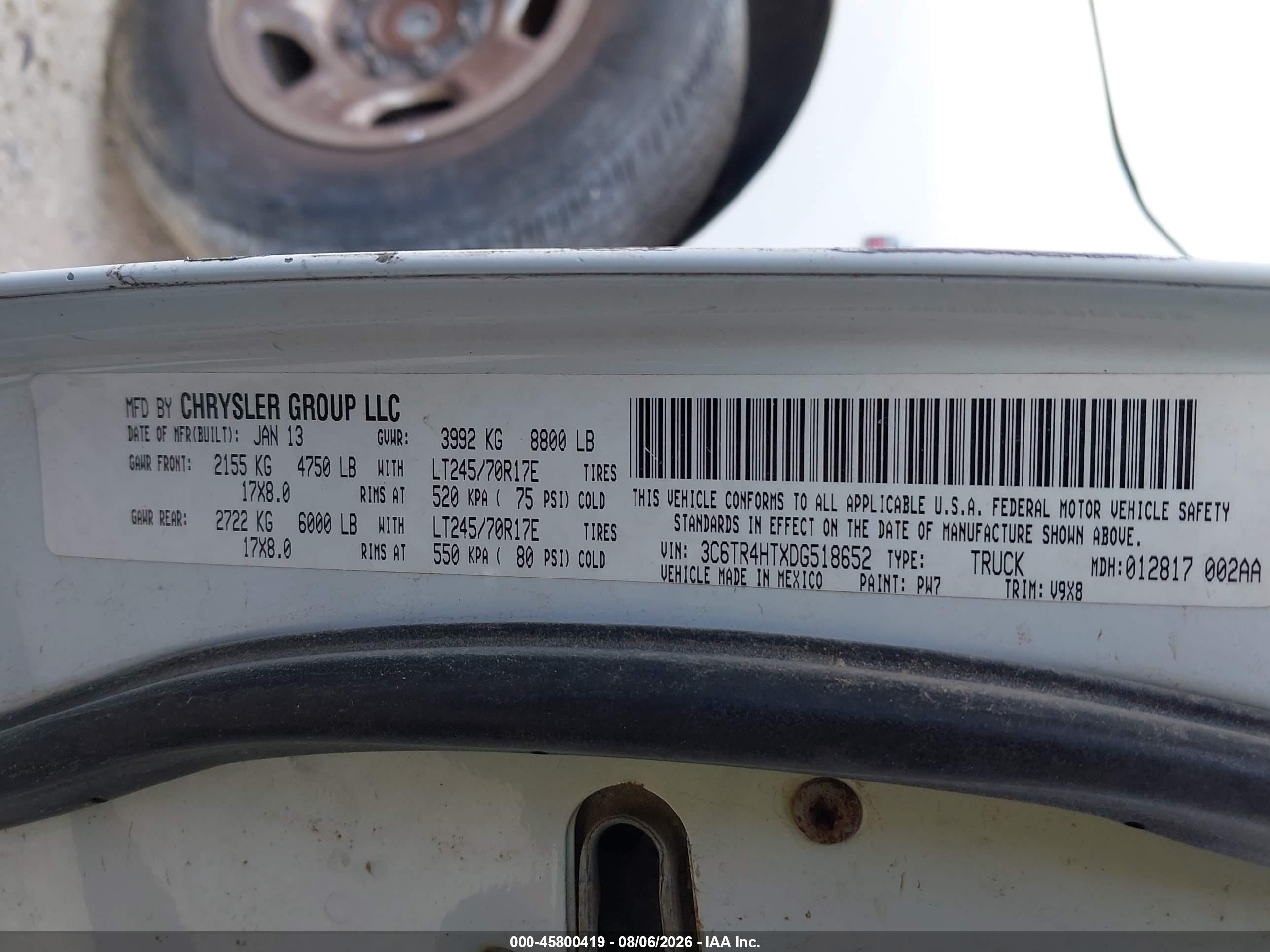 2013 Ram 2500 Tradesman White vin: 3C6TR4HTXDG518652