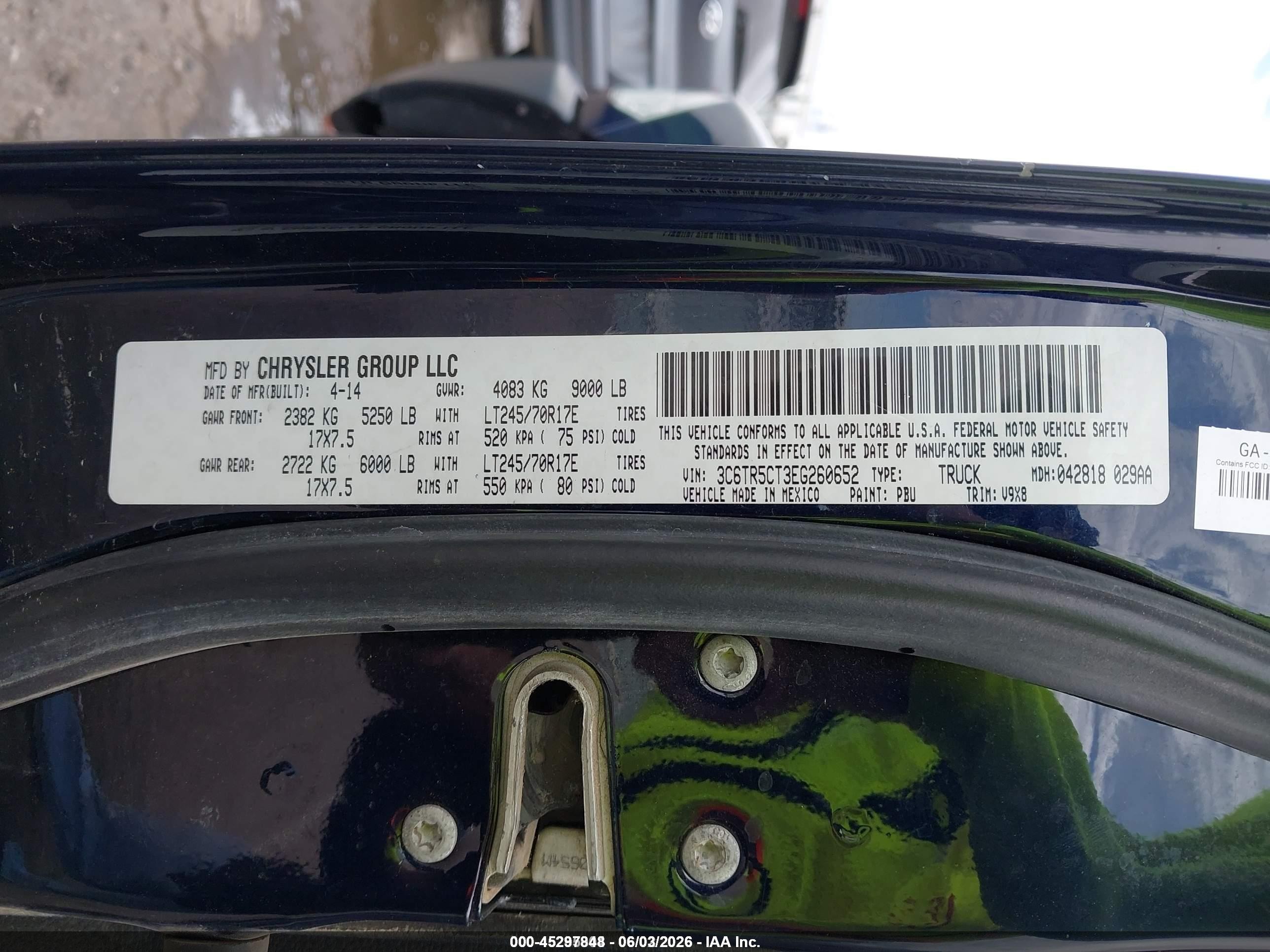 2014 Ram 2500 Tradesman Blue vin: 3C6TR5CT3EG260652