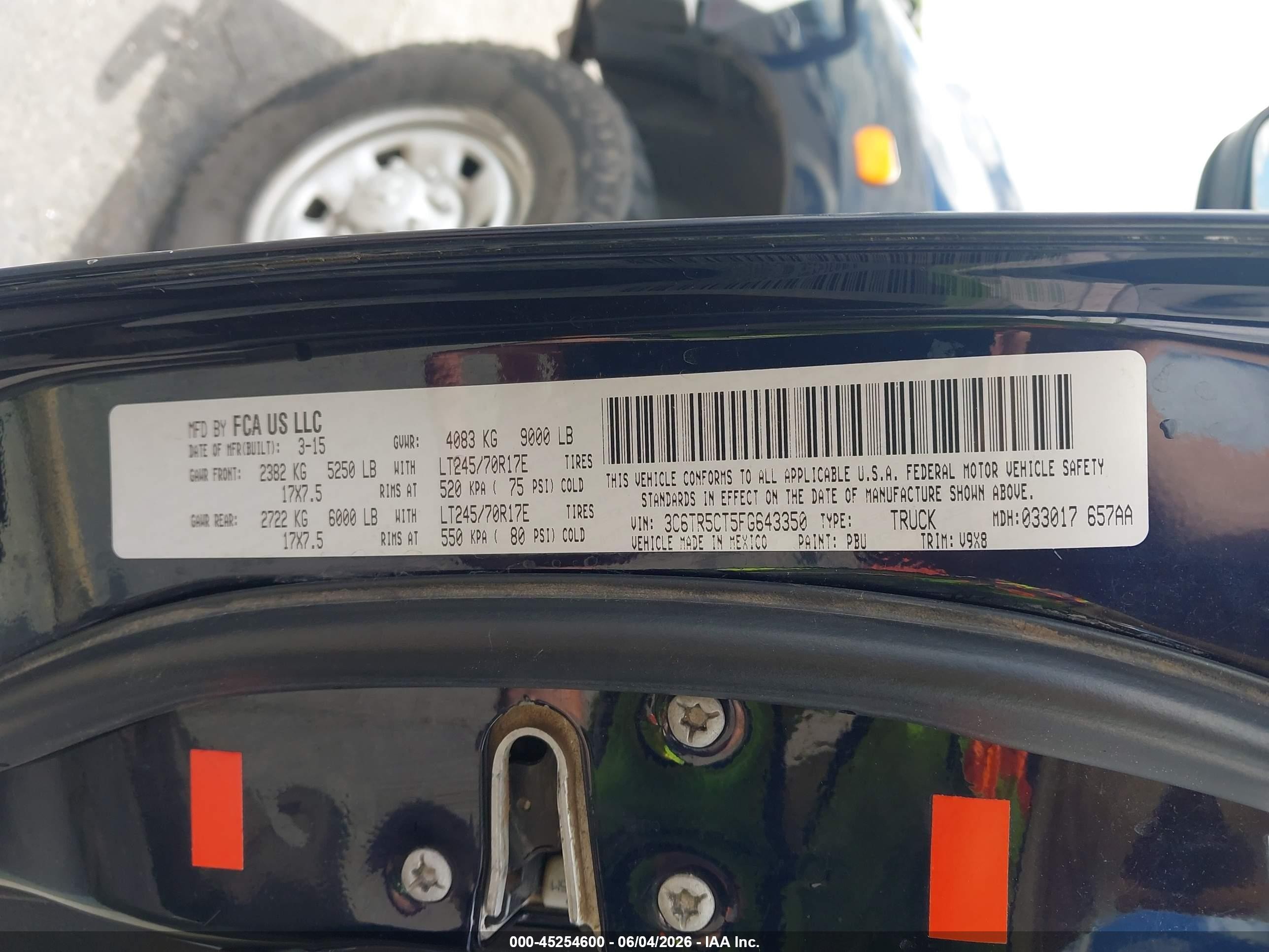 2015 Ram 2500 Tradesman Dark Blue vin: 3C6TR5CT5FG643350