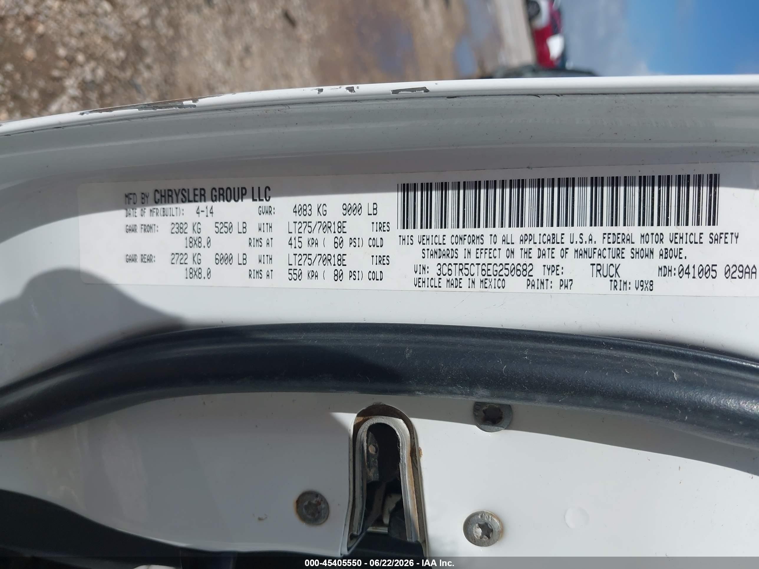 2014 Ram 2500 Tradesman Белый vin: 3C6TR5CT6EG250682