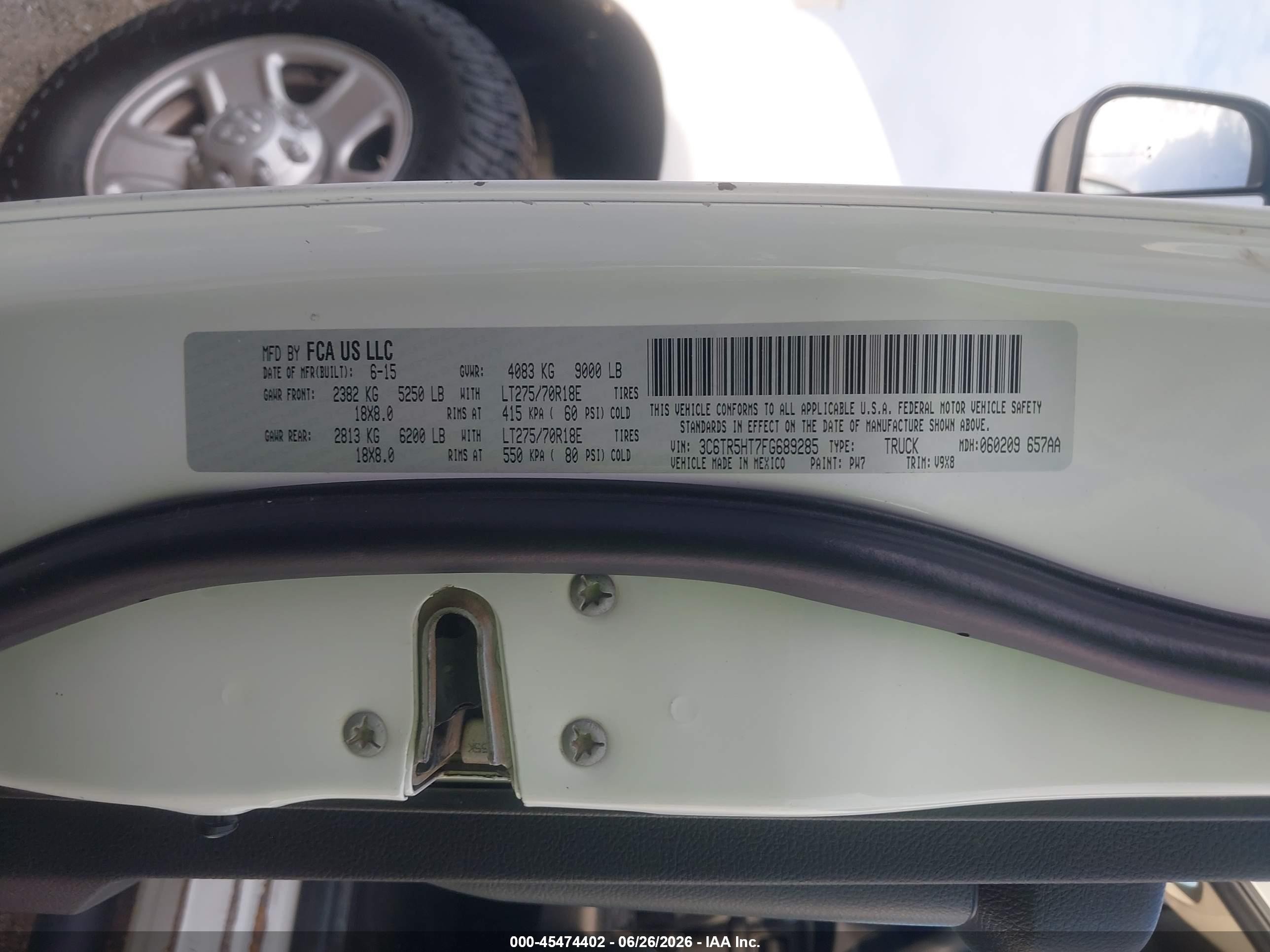2015 Ram 2500 Tradesman White vin: 3C6TR5HT7FG689285