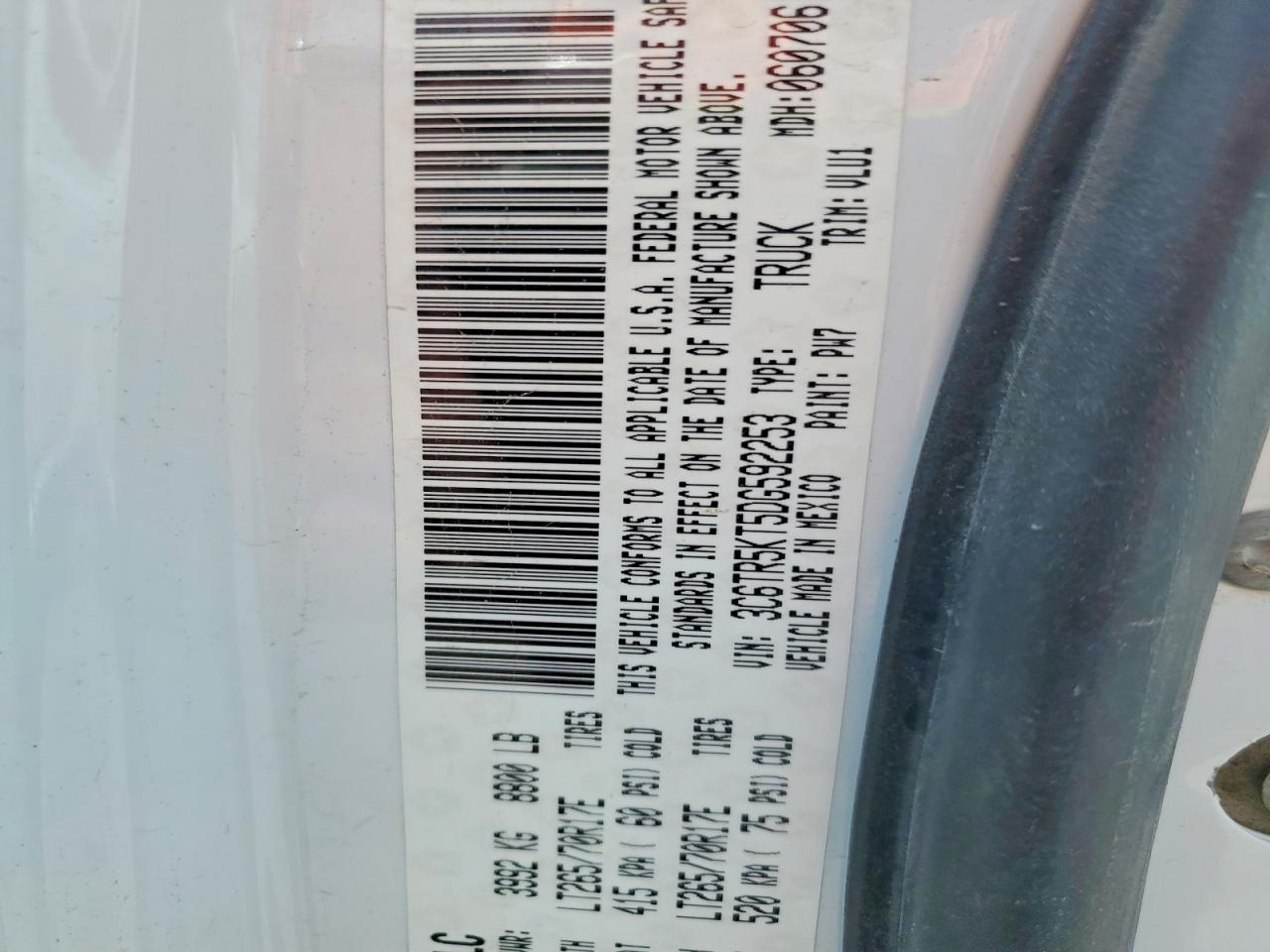 2013 Ram 2500 Laramie White vin: 3C6TR5KT5DG592253