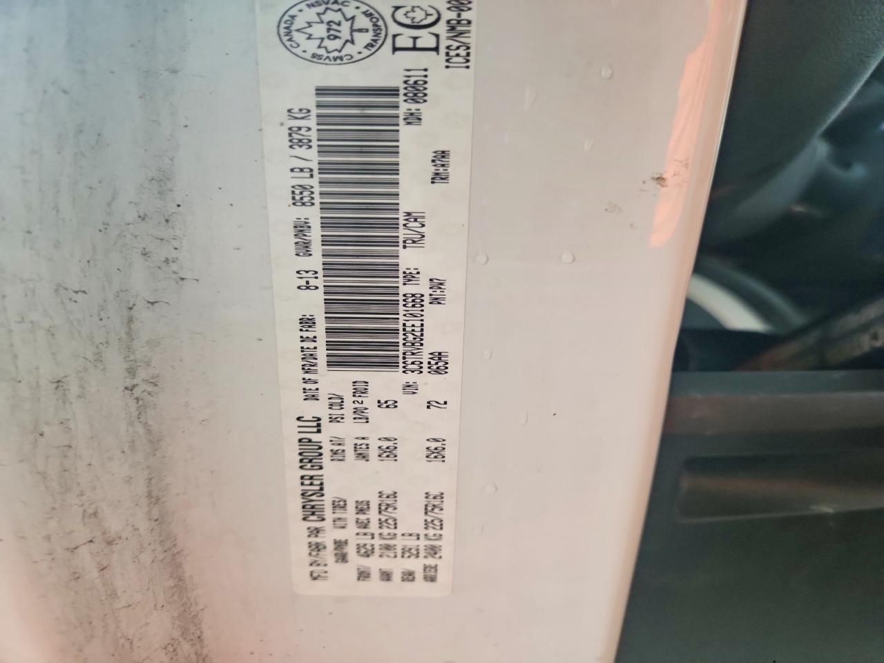 2014 Ram Promaster 1500 1500 High Белый vin: 3C6TRVBG2EE101668