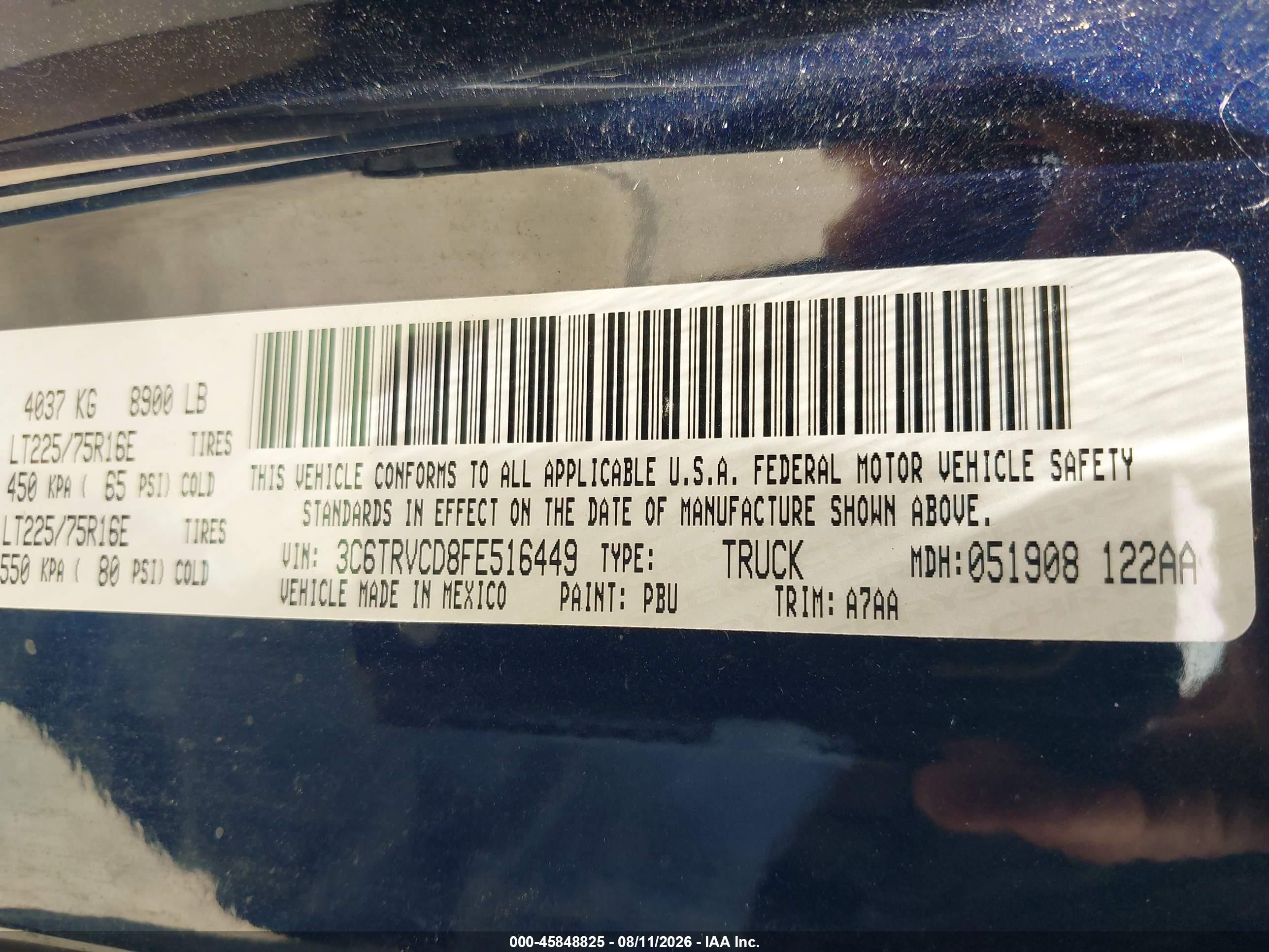 2015 Ram Promaster 2500 High Roof Dark Blue vin: 3C6TRVCD8FE516449