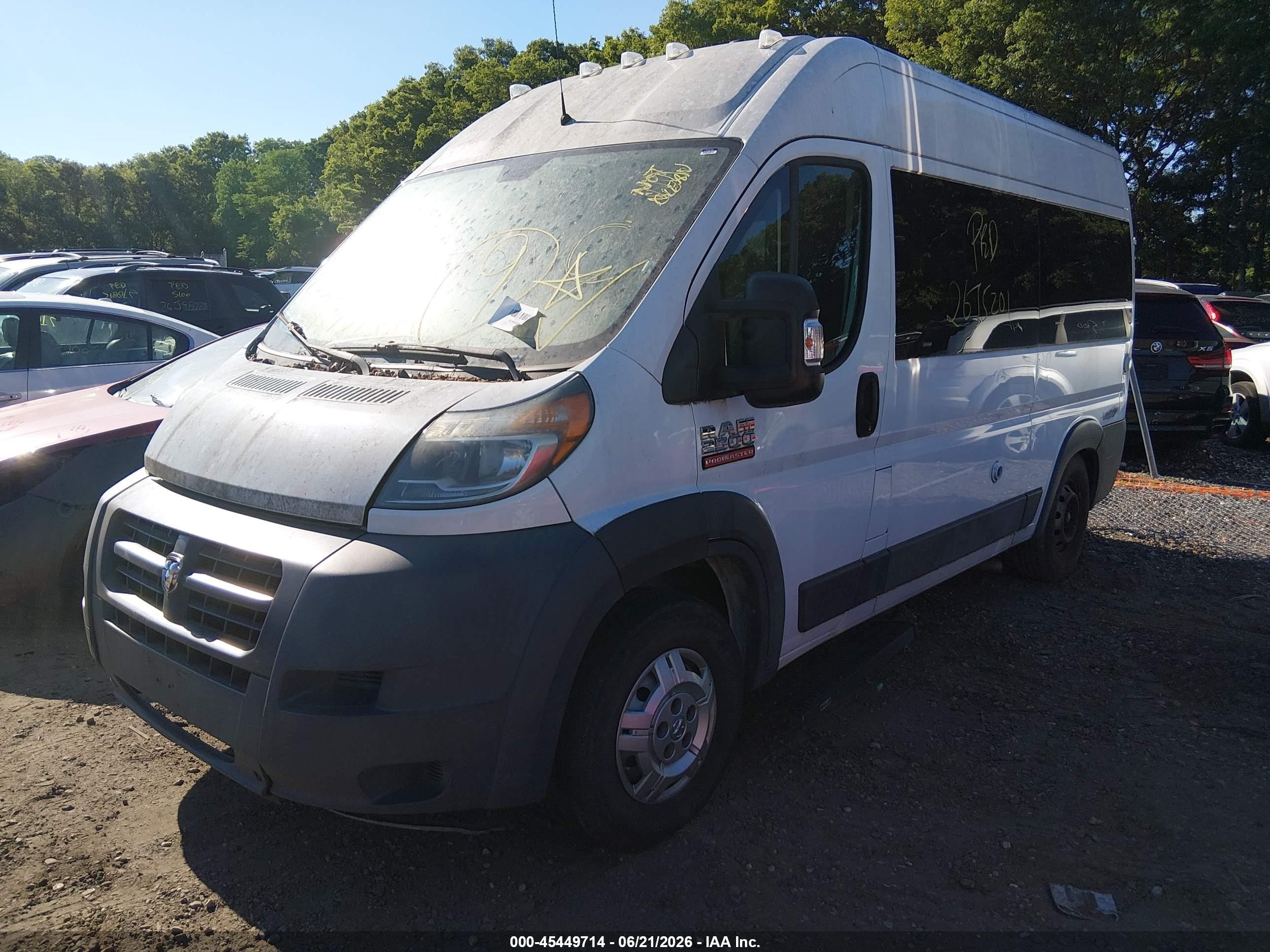 2014 Ram Promaster 2500 High Roof White vin: 3C6TRVCDXEE131022