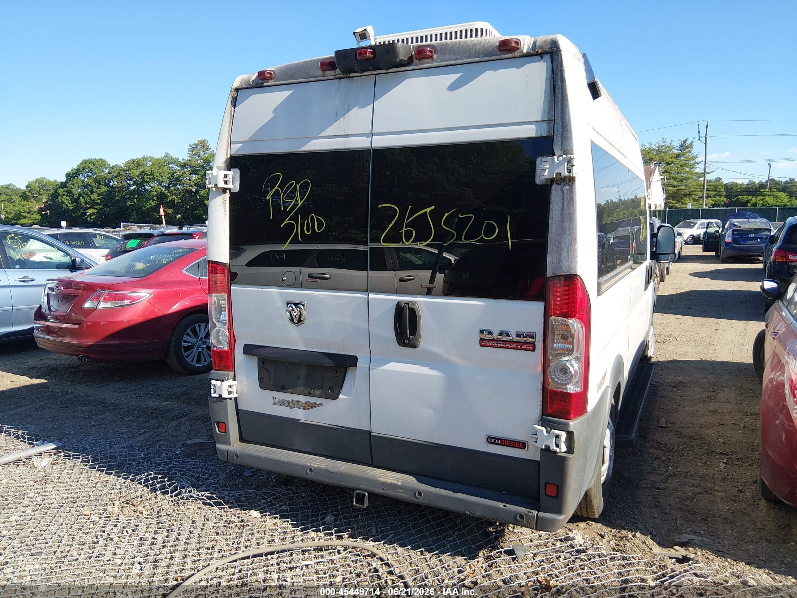 2014 Ram Promaster 2500 High Roof White vin: 3C6TRVCDXEE131022