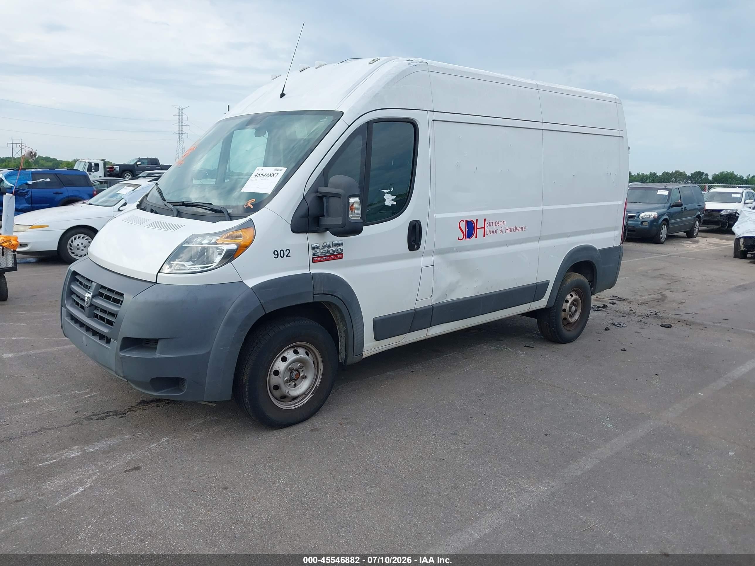 2015 Ram Promaster 2500 High Roof Белый vin: 3C6TRVCG5FE504902