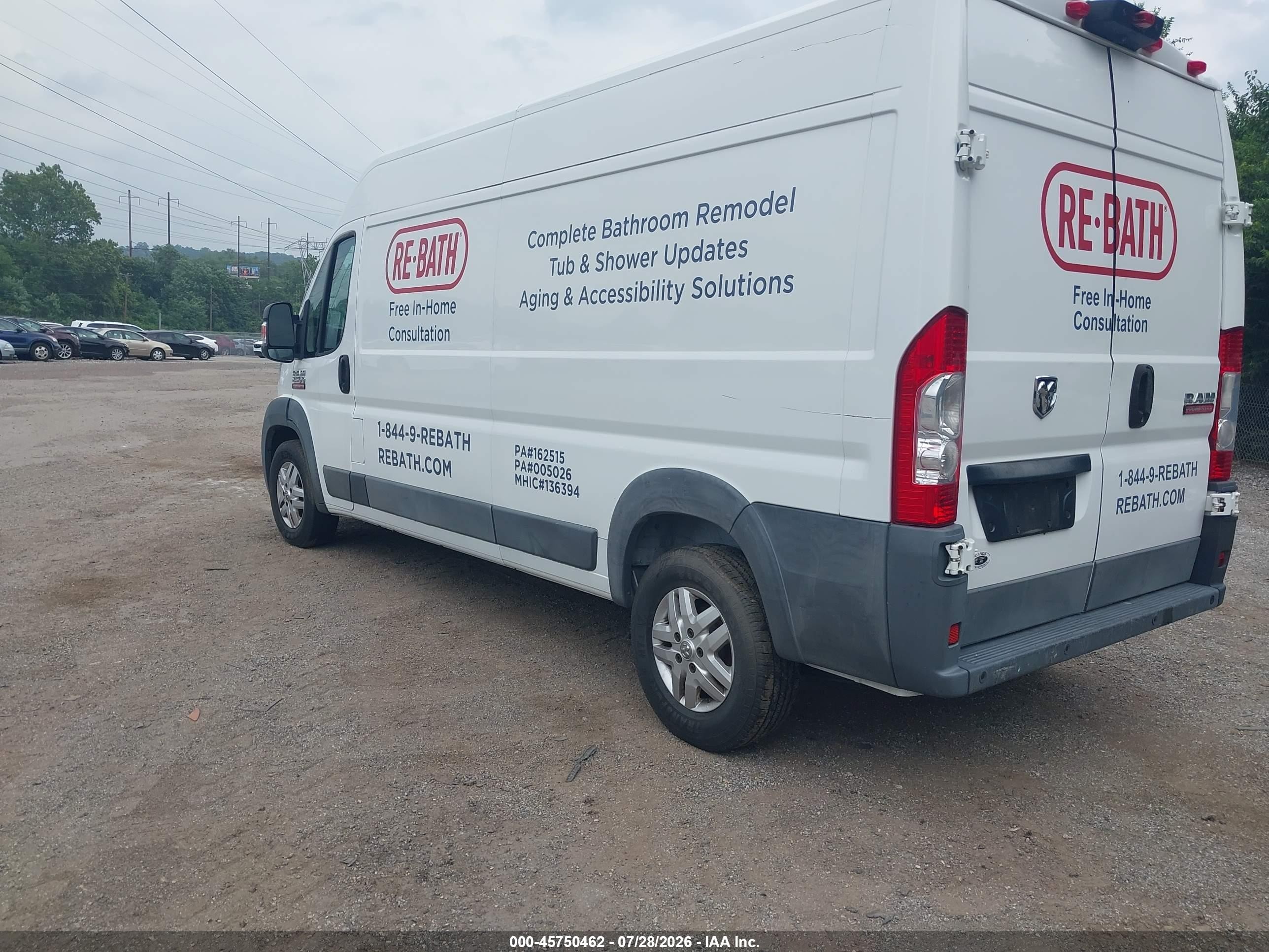 2014 Ram Promaster 2500 High Roof White vin: 3C6TRVDG0EE103769