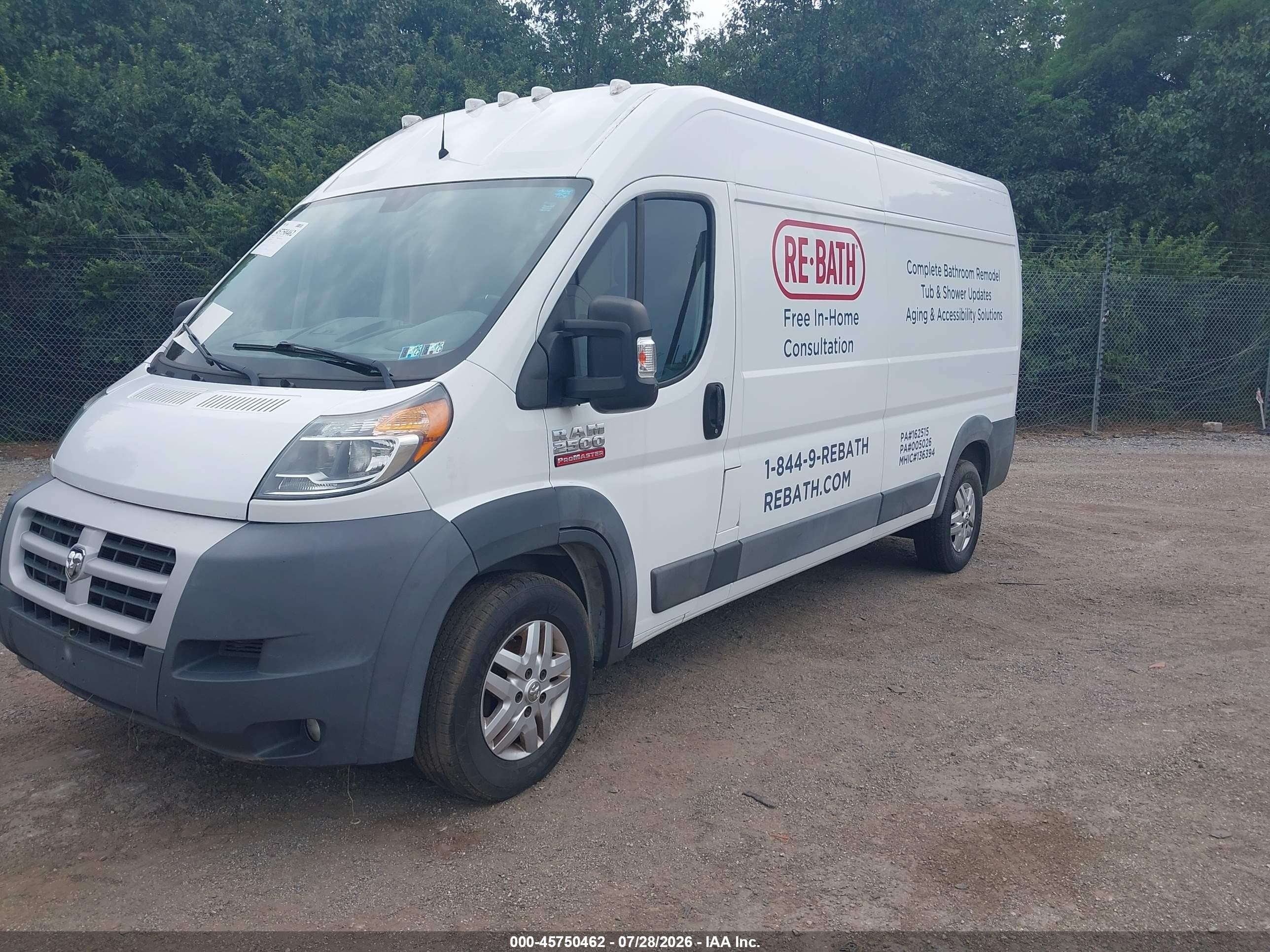 2014 Ram Promaster 2500 High Roof White vin: 3C6TRVDG0EE103769