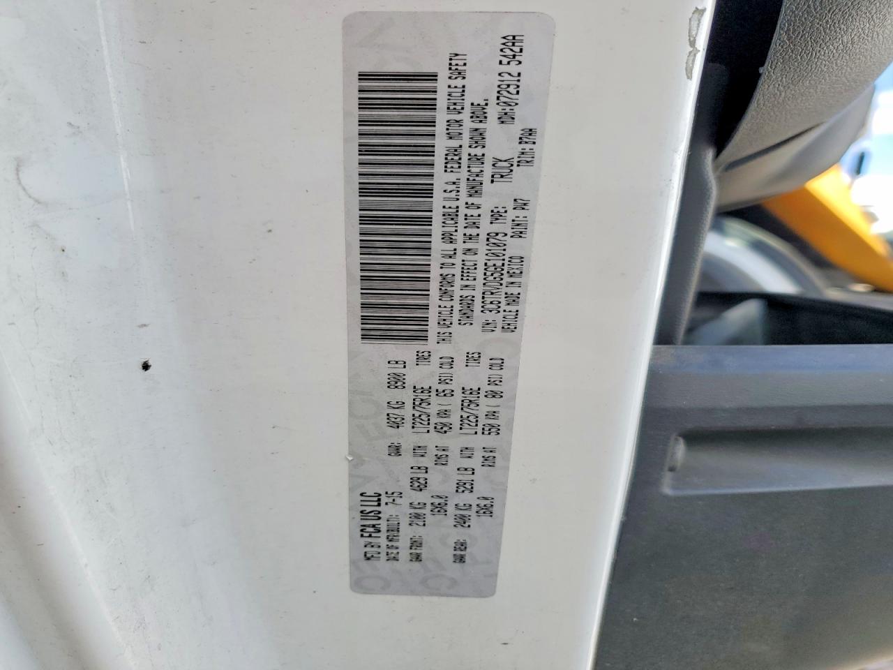 2016 Ram Promaster 2500 2500 High White vin: 3C6TRVDG5GE101079