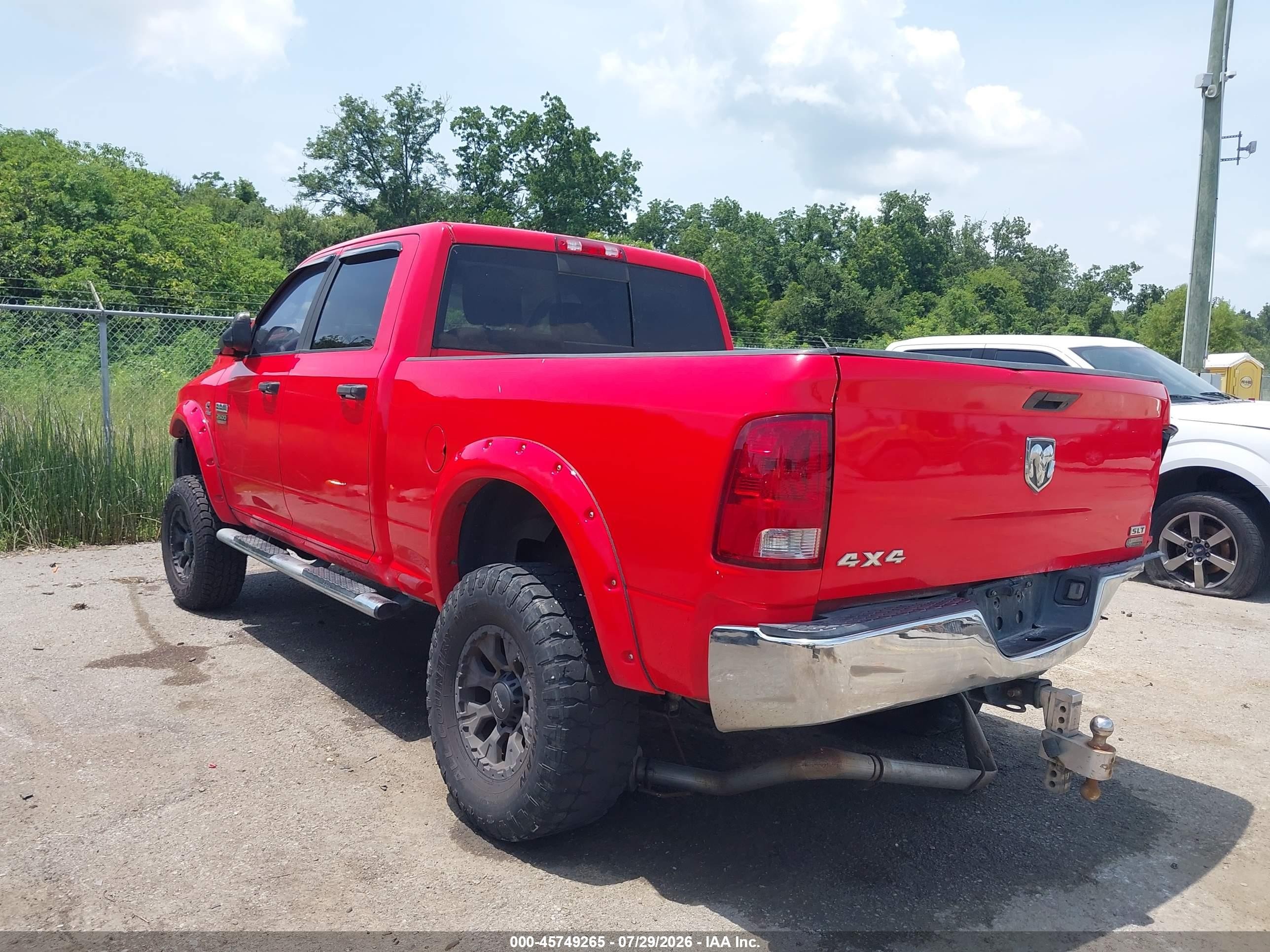 2012 Ram 2500 Slt Red vin: 3C6UD5DL1CG126012