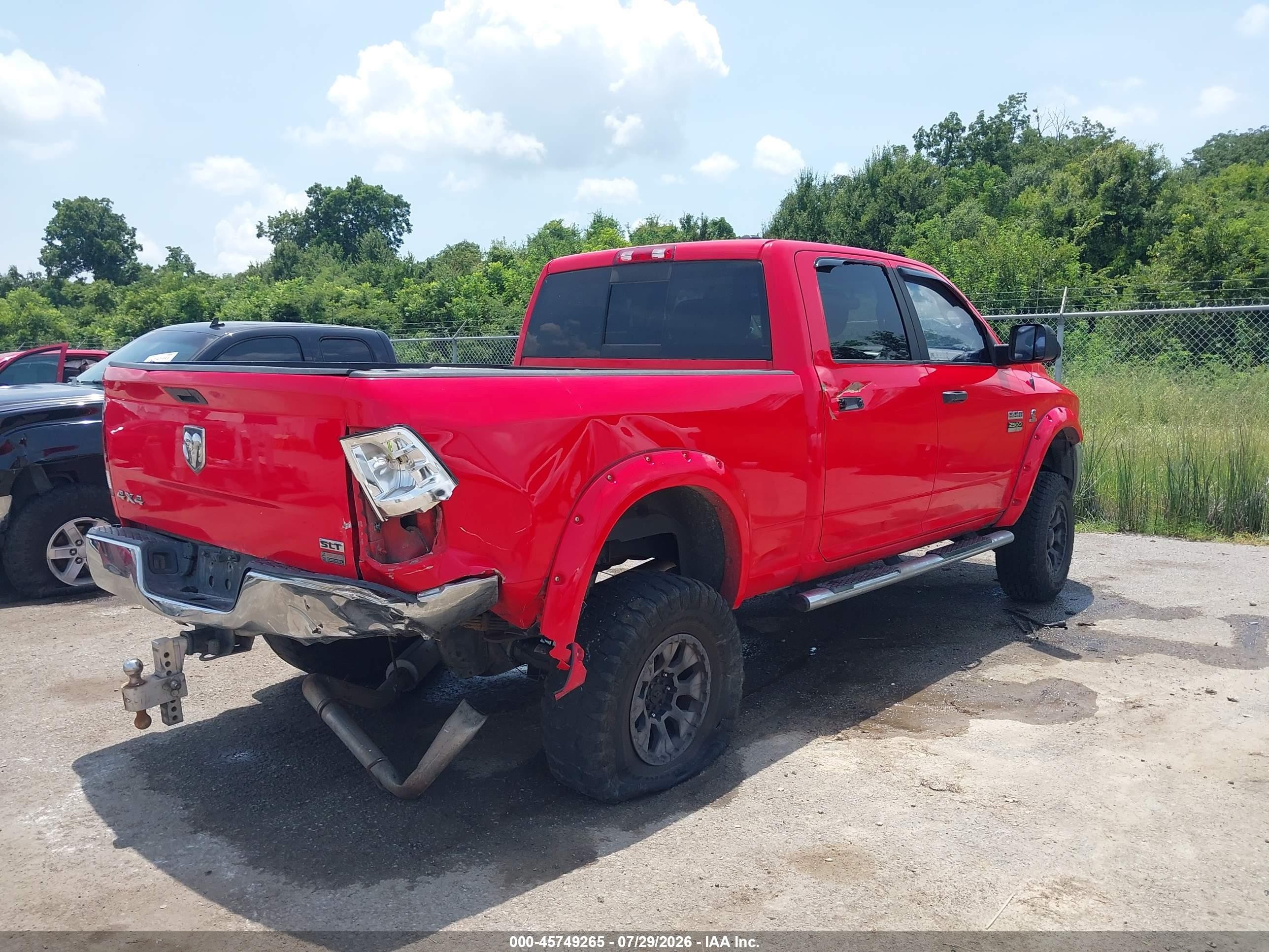 2012 Ram 2500 Slt Red vin: 3C6UD5DL1CG126012