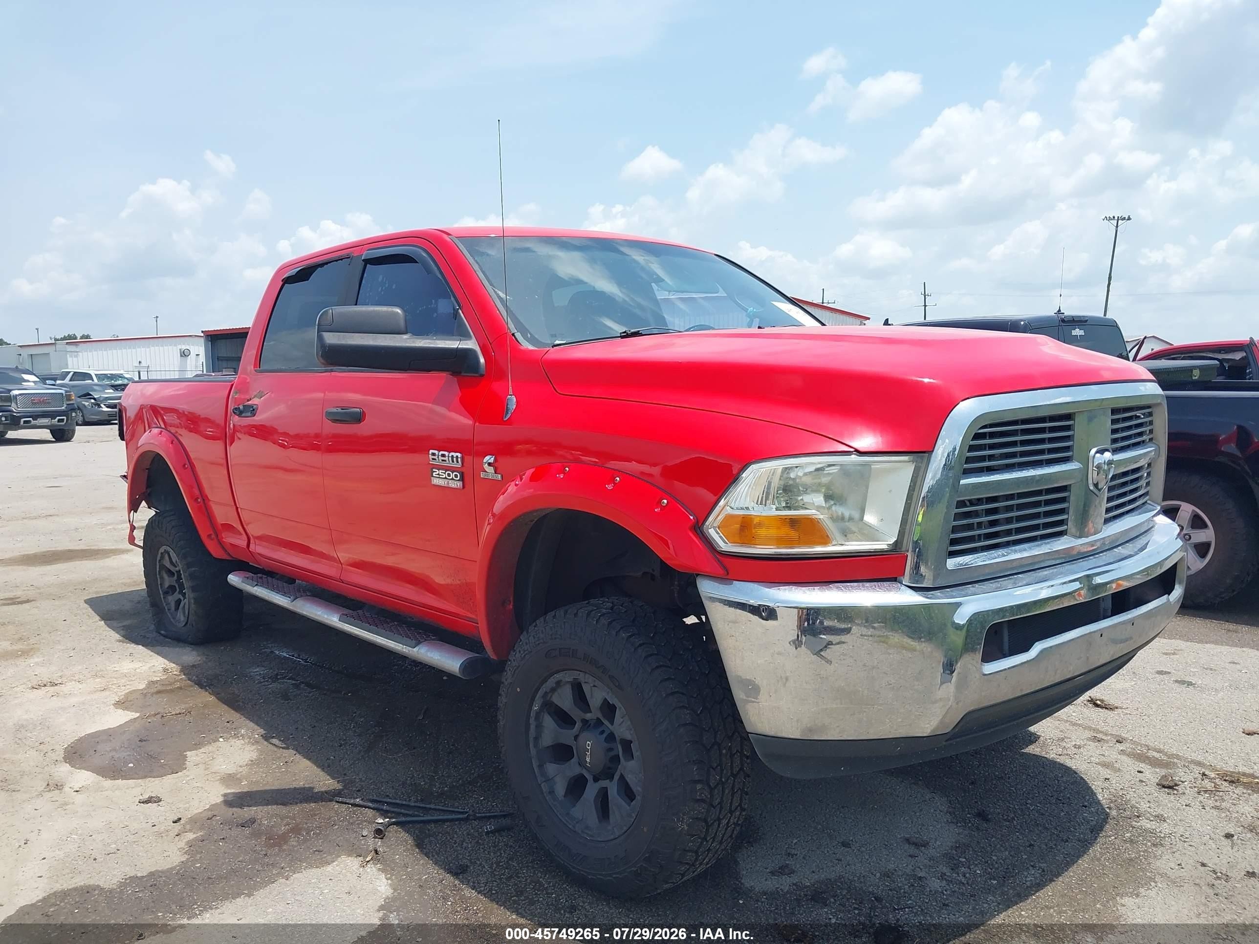 2012 Ram 2500 Slt Red vin: 3C6UD5DL1CG126012