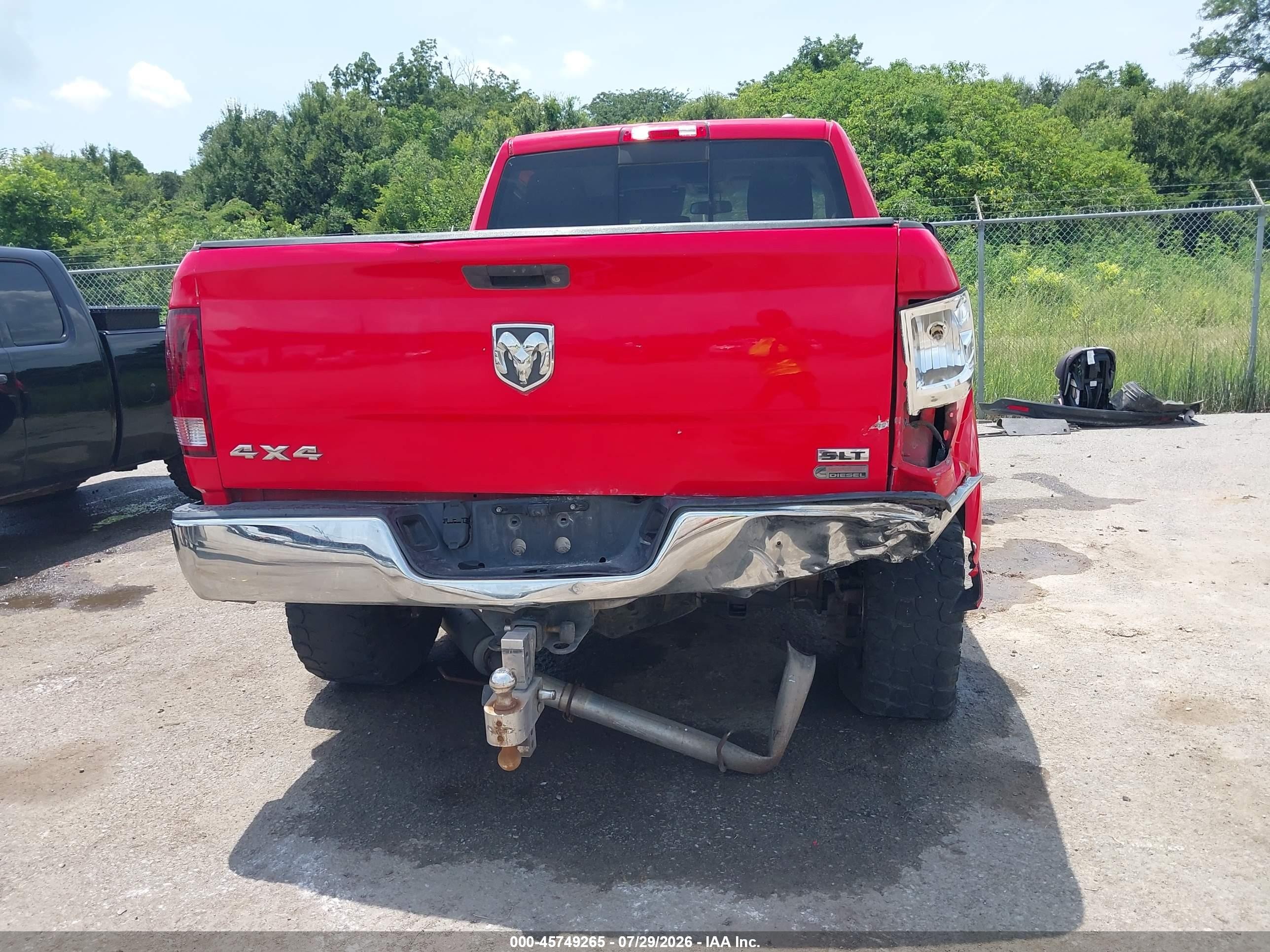 2012 Ram 2500 Slt Red vin: 3C6UD5DL1CG126012