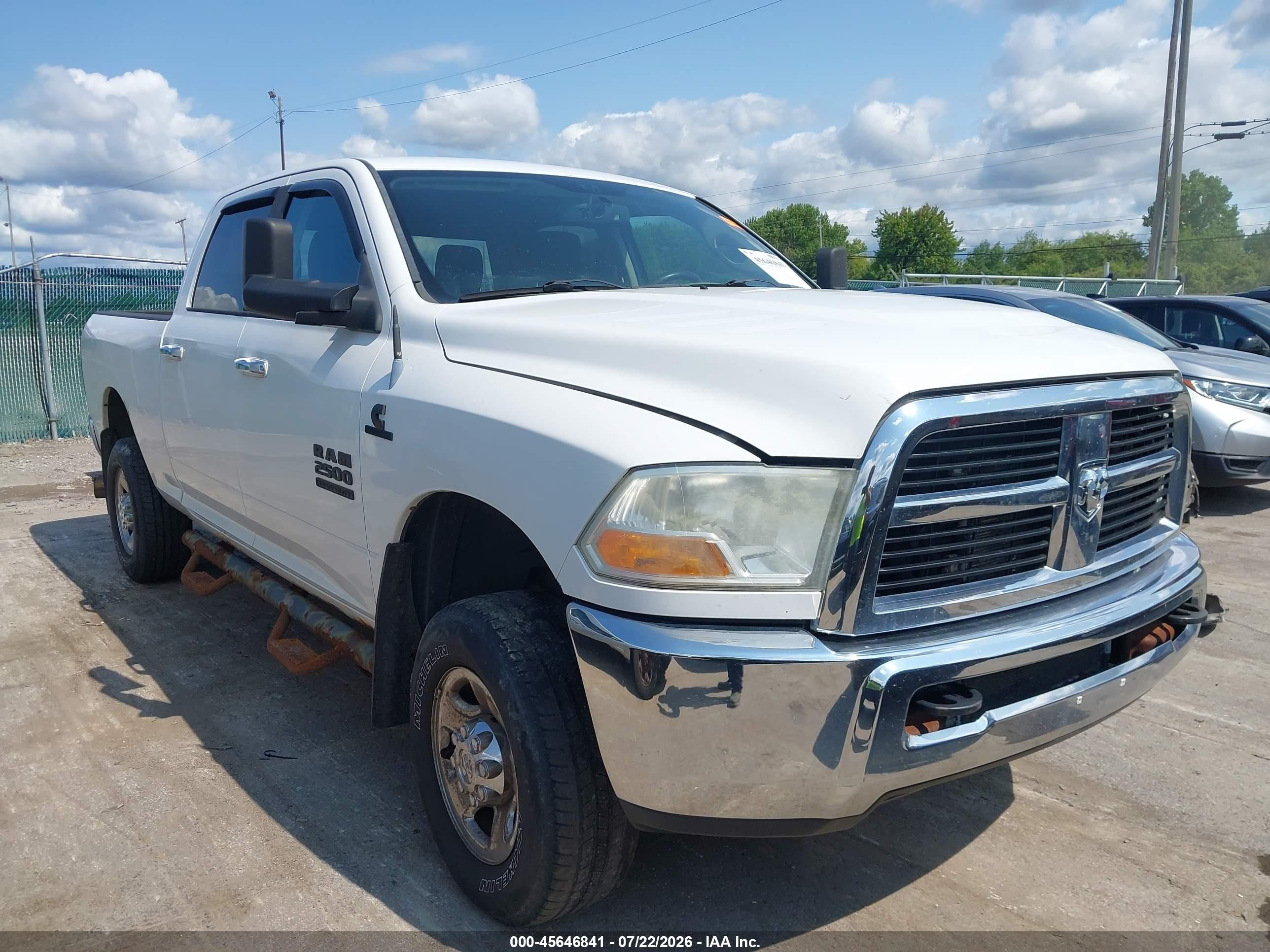 2012 Ram 2500 Slt White vin: 3C6UD5DL8CG211526