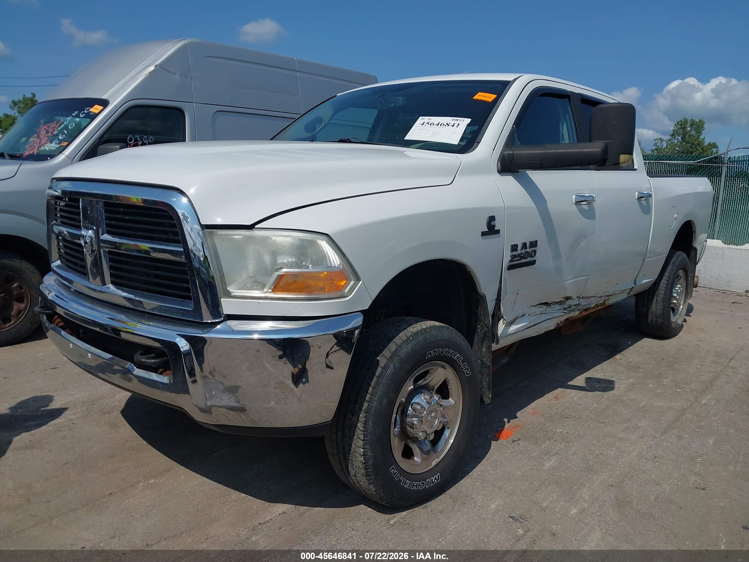 2012 Ram 2500 Slt White vin: 3C6UD5DL8CG211526