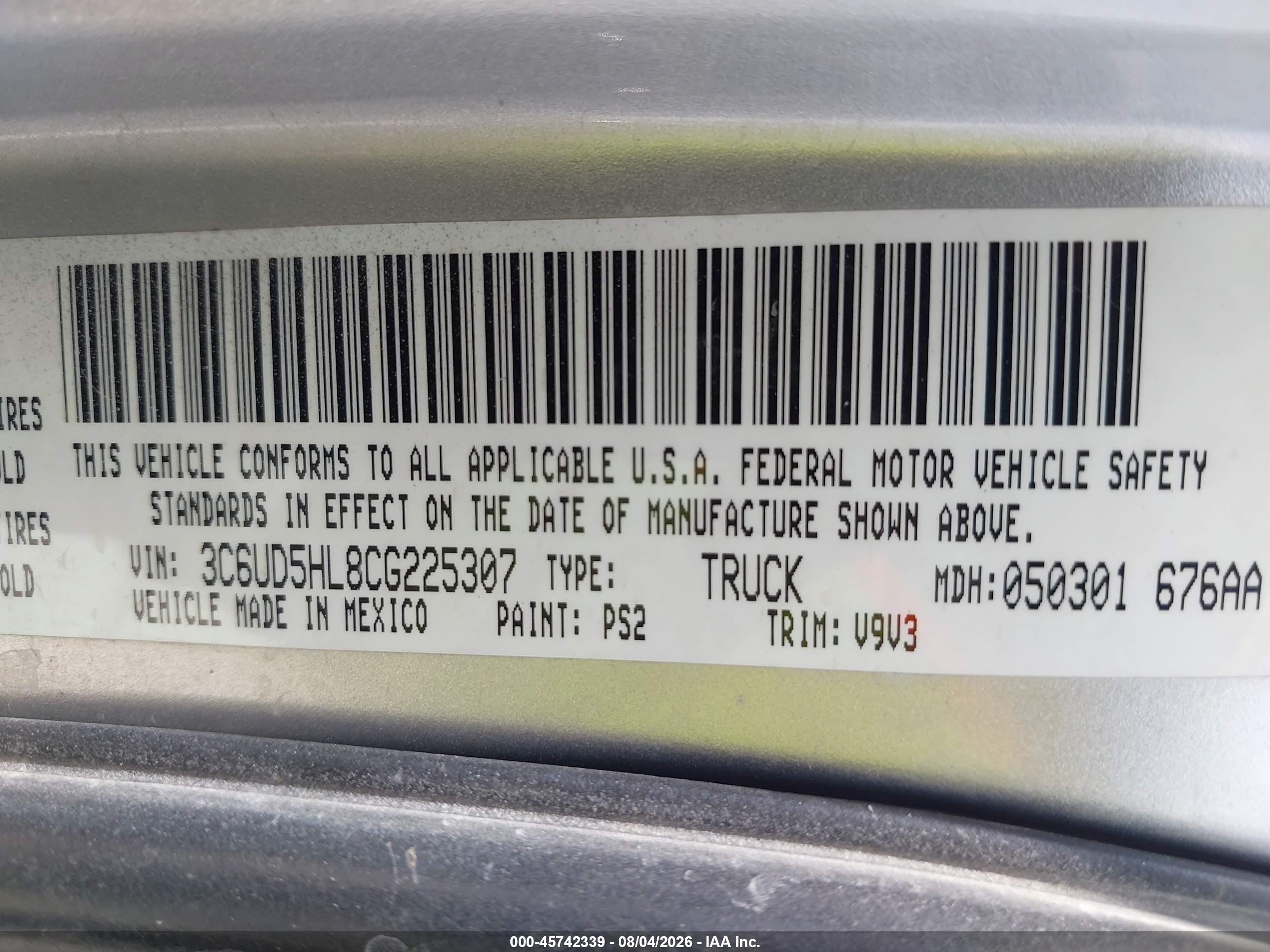 2012 Ram 2500 St Silver vin: 3C6UD5HL8CG225307