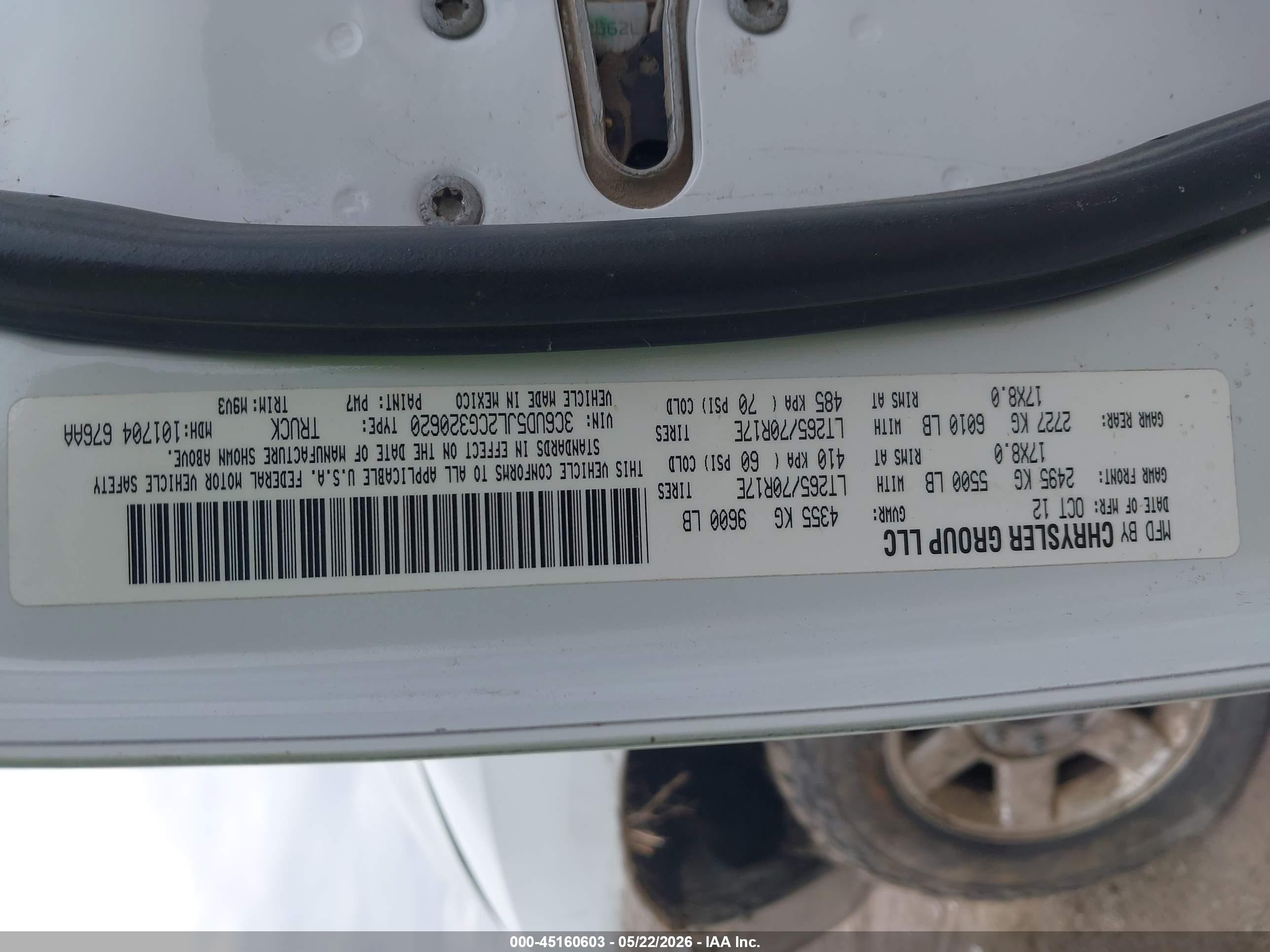 2012 Ram 2500 Slt White vin: 3C6UD5JL2CG320620
